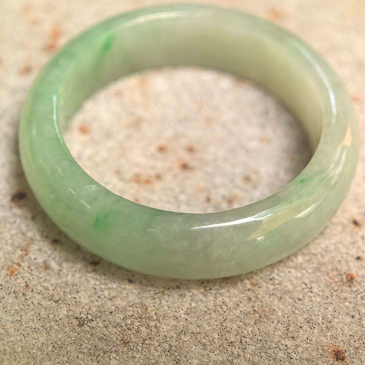Natural Grade-A Glutinous Light Green Jadeite Ring Band · Burmese Jade US7