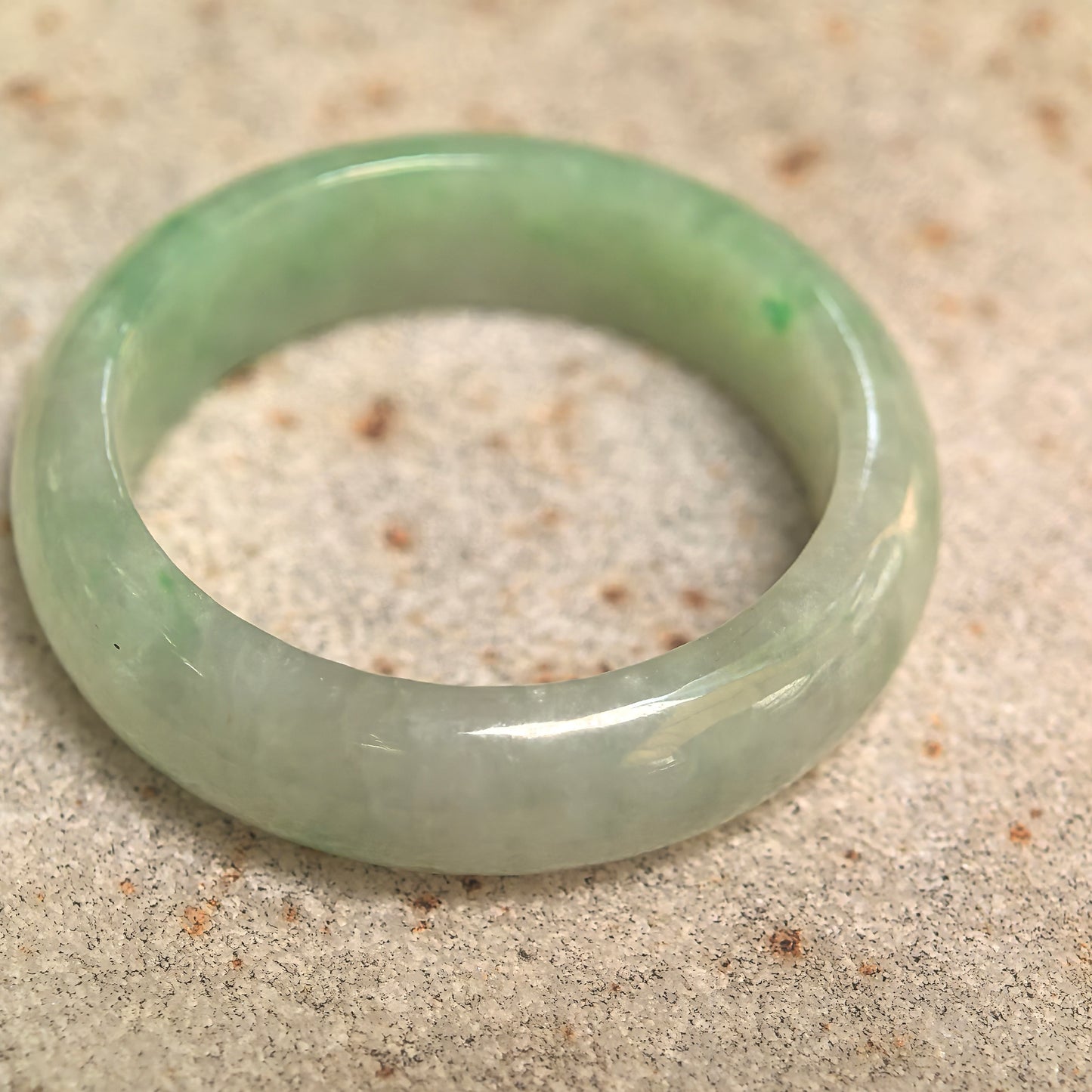 Natural Grade-A Glutinous Light Green Jadeite Ring Band · Burmese Jade US7