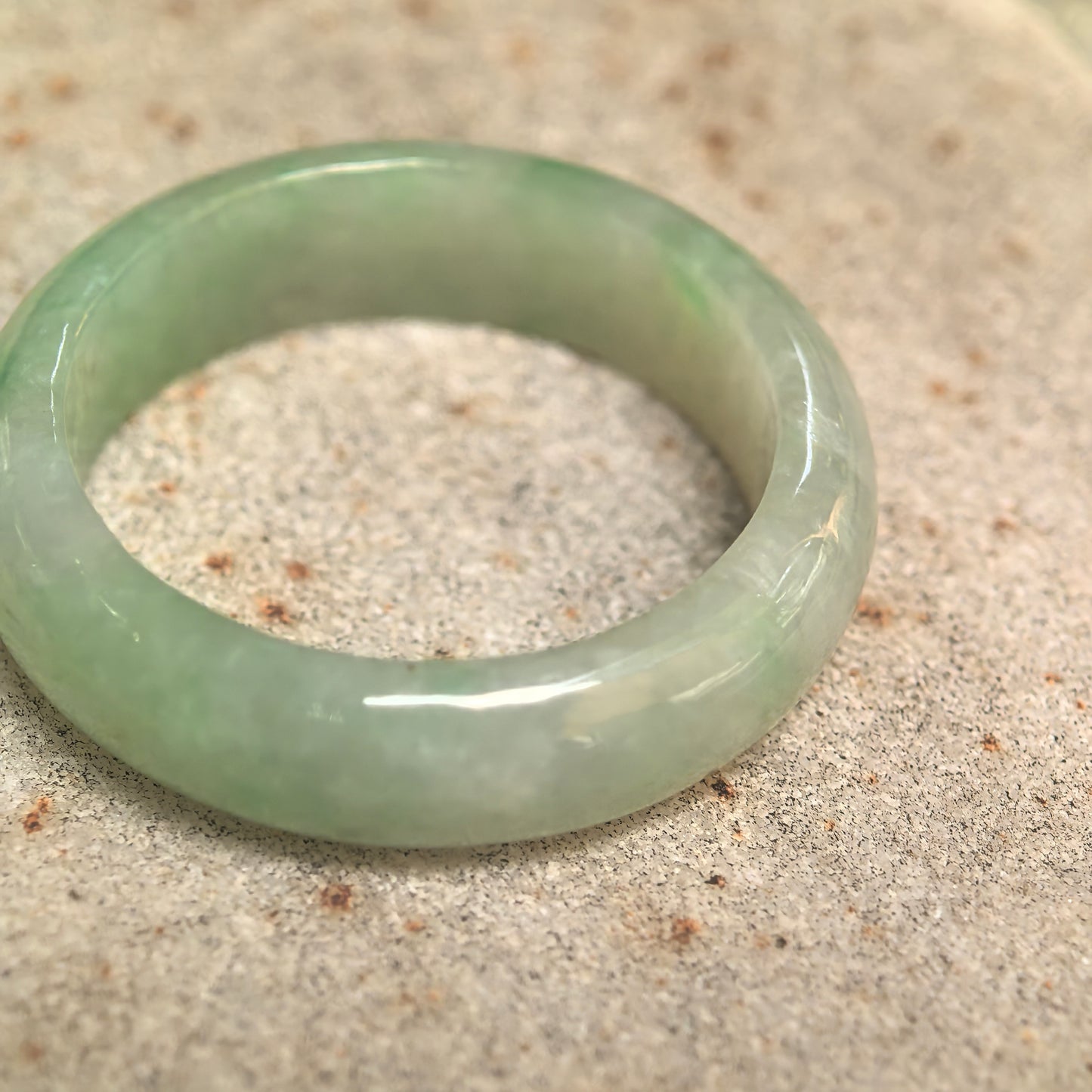 Natural Grade-A Glutinous Light Green Jadeite Ring Band · Burmese Jade US7