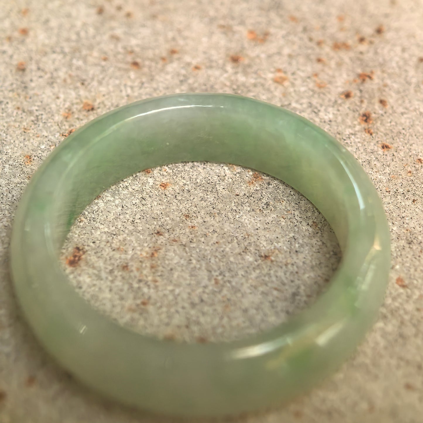 Natural Grade-A Glutinous Light Green Jadeite Ring Band · Burmese Jade US7
