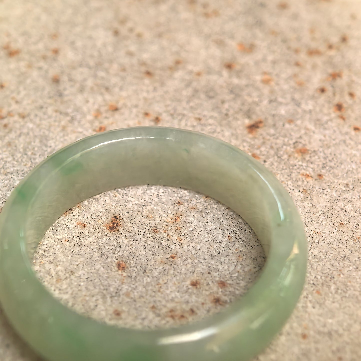 Natural Grade-A Glutinous Light Green Jadeite Ring Band · Burmese Jade US7