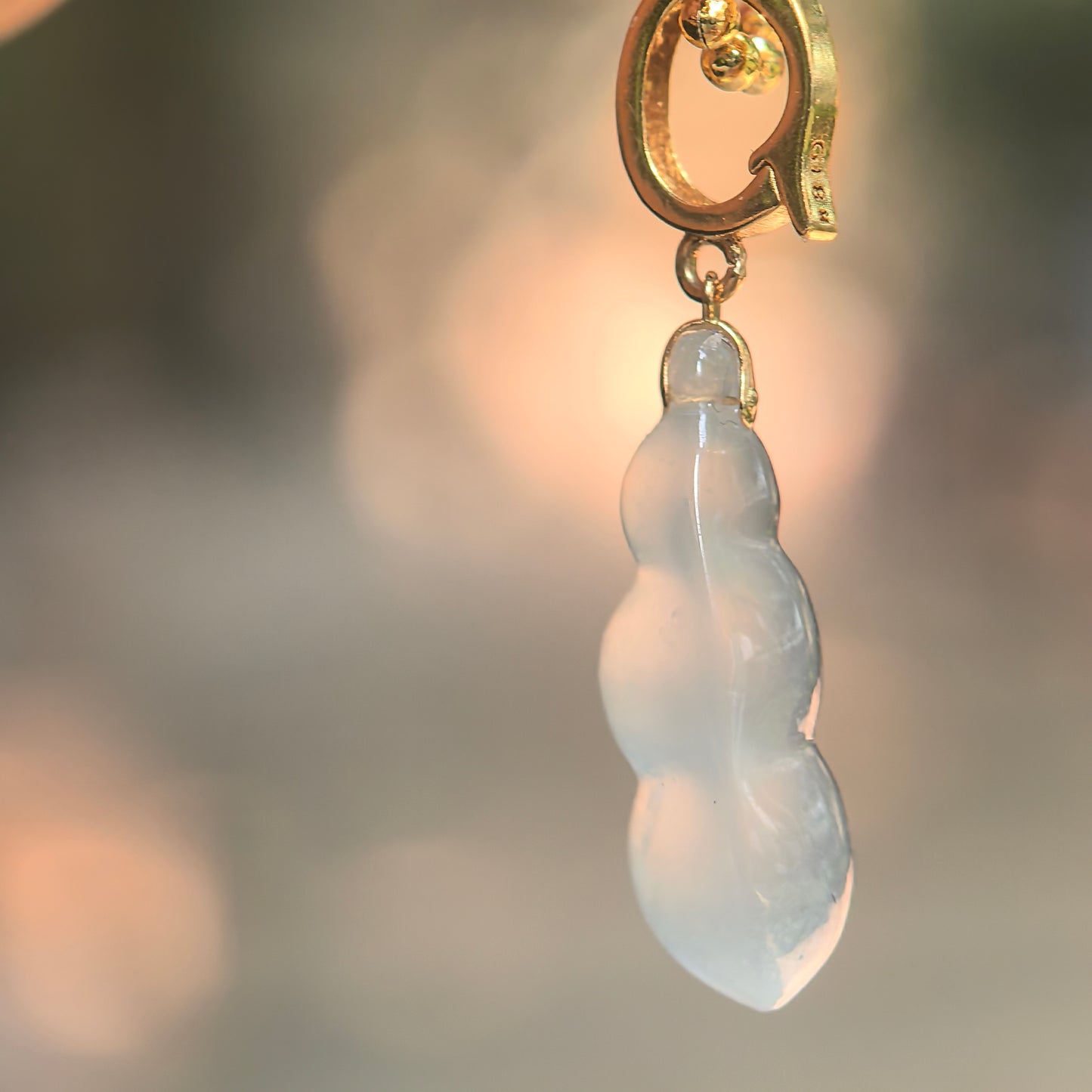 Natural Grade-A Icy Translucent White Bean Jadeite Pendant · Burmese Jade