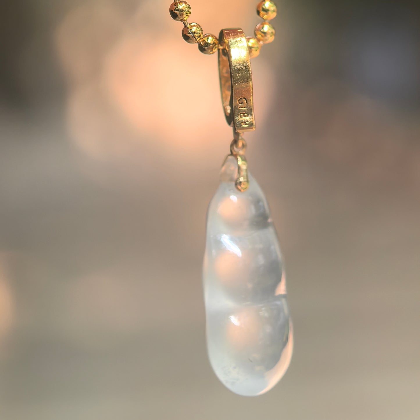 Natural Grade-A Icy Translucent White Bean Jadeite Pendant · Burmese Jade