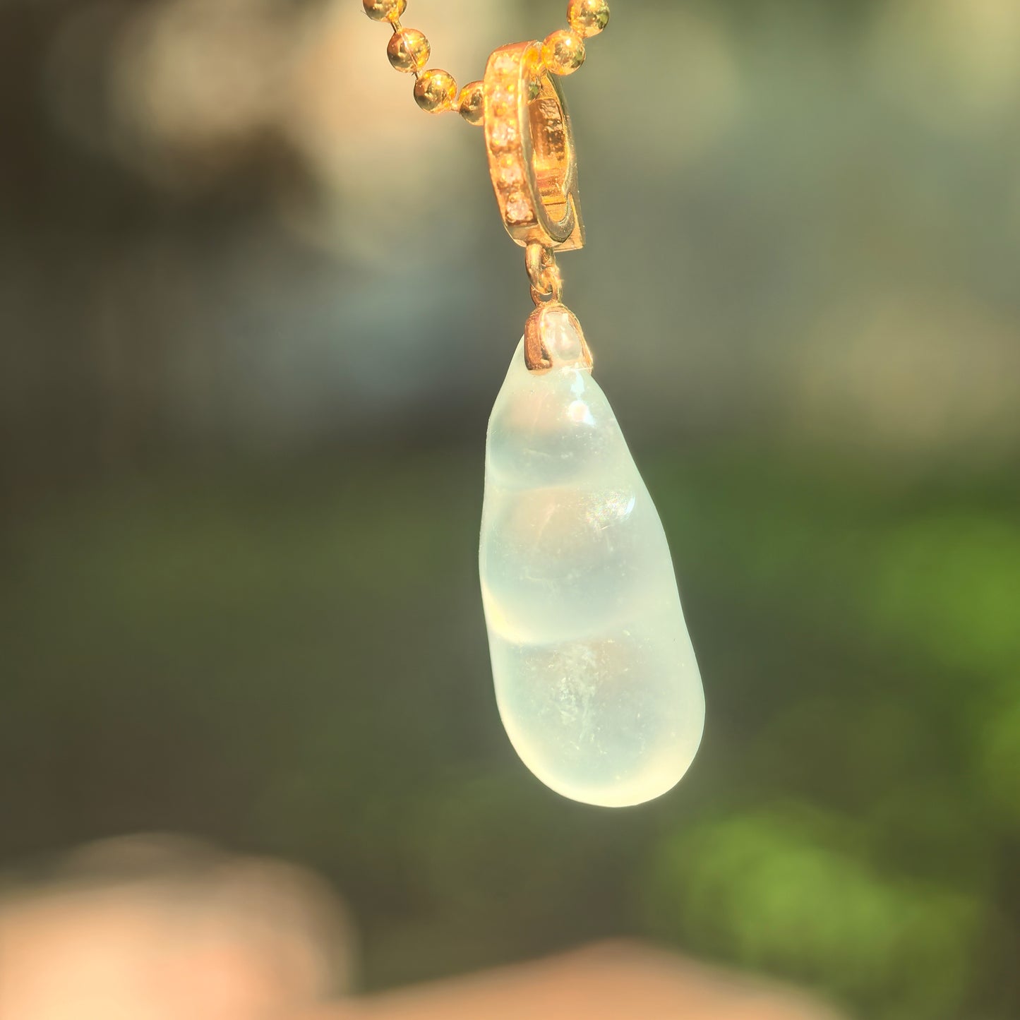 Natural Grade-A Icy Translucent White Bean Jadeite Pendant · Burmese Jade