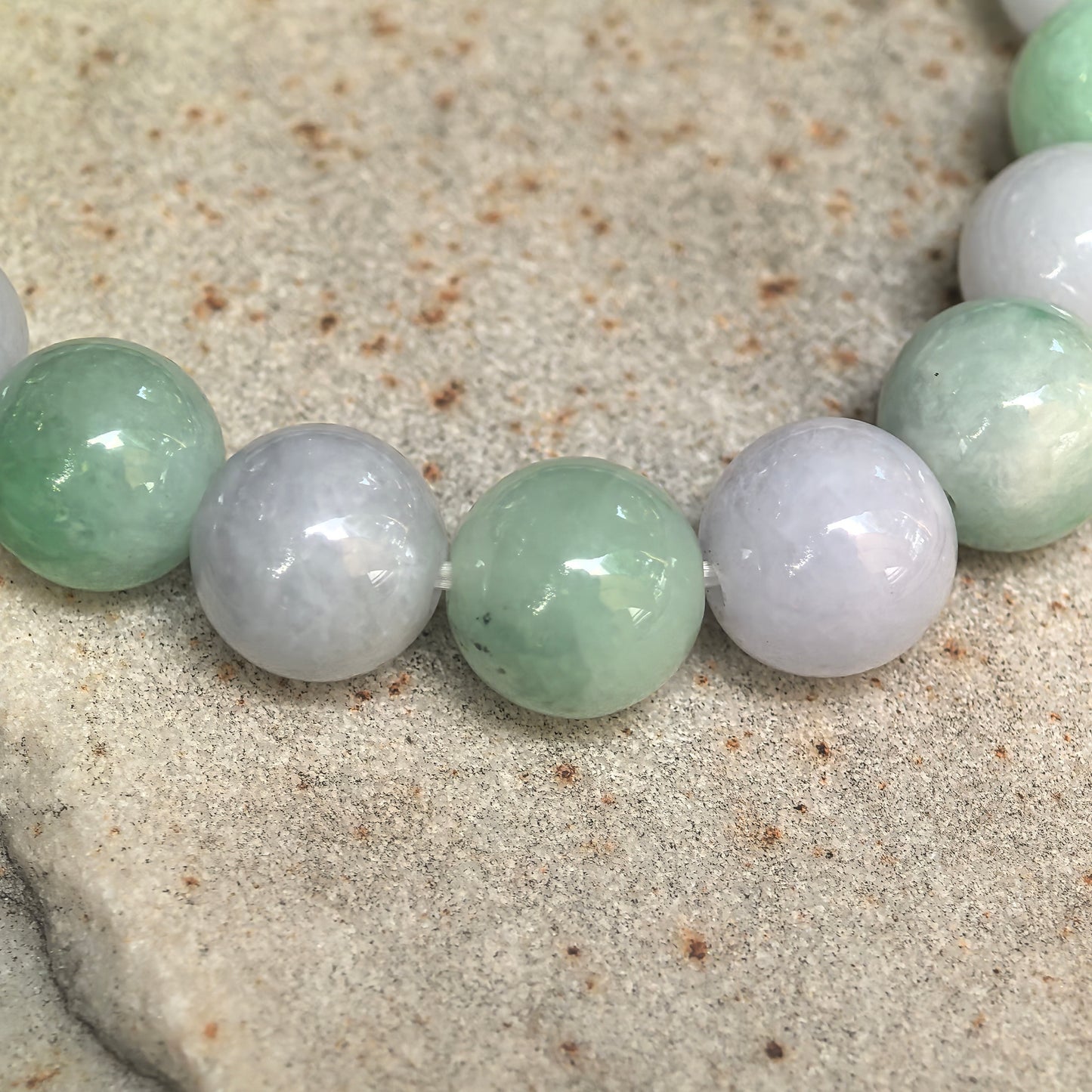 Natural Grade-A Glutinous Light Spring Bead Jadeite Bracelet · Burmese Jade 9.5mm
