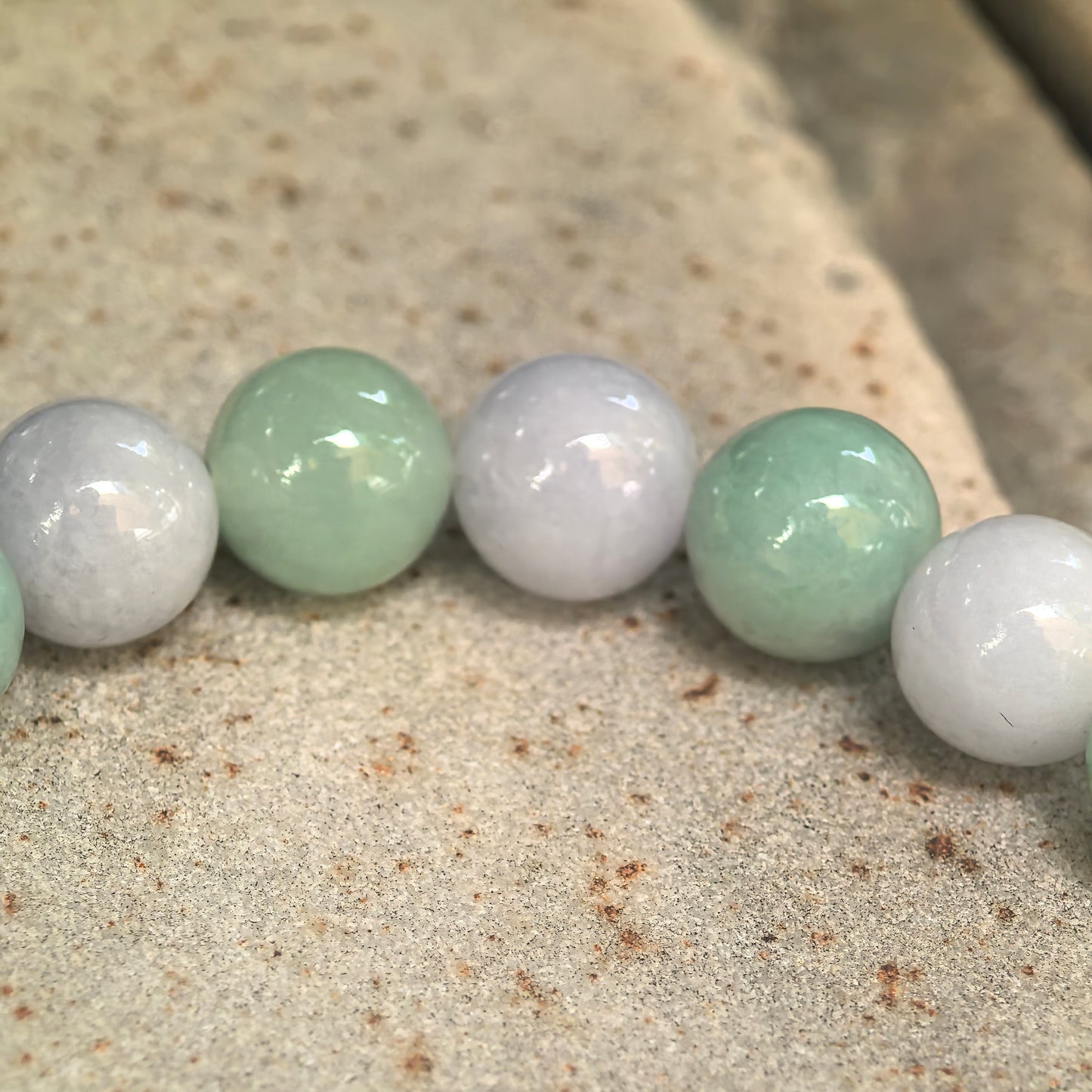 Natural Grade-A Glutinous Light Spring Bead Jadeite Bracelet · Burmese Jade 9.5mm