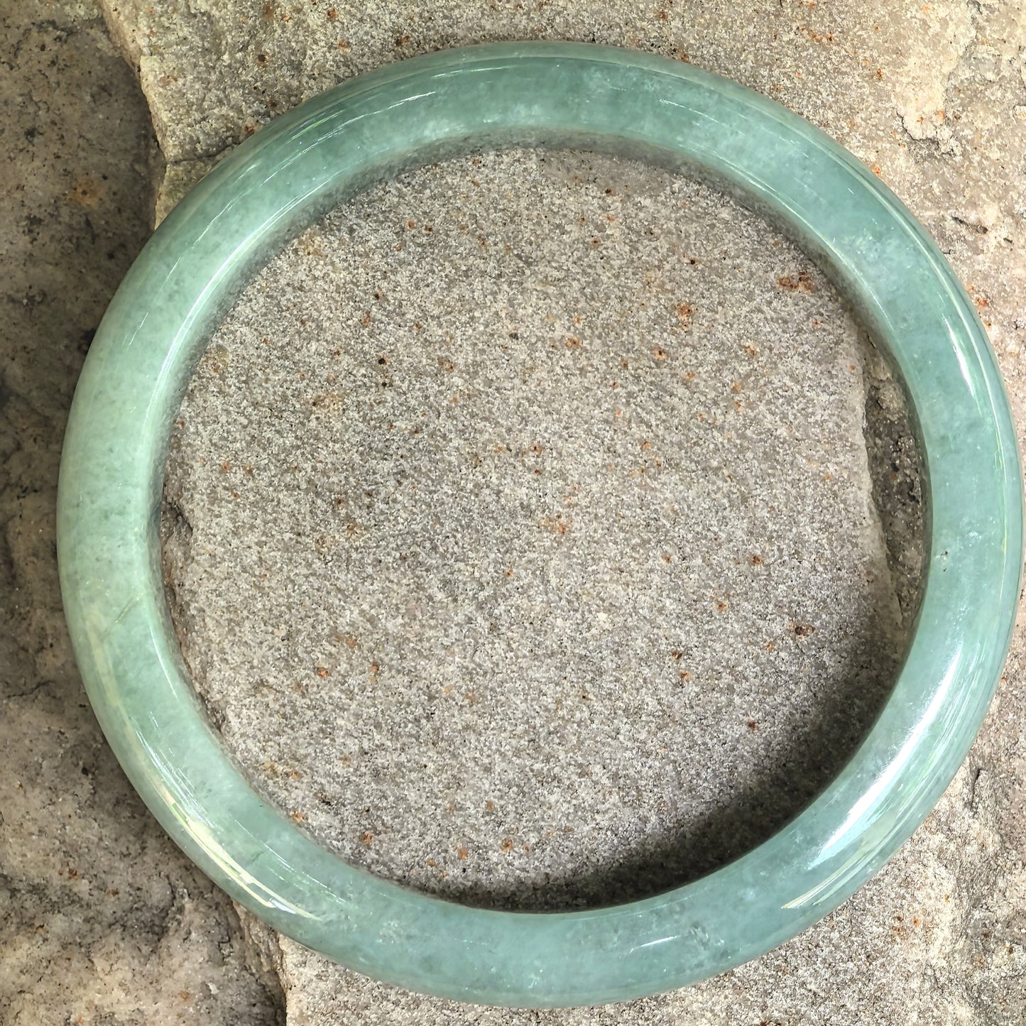 Natural Grade-A Glutinous Oil-Green D-Shape Jadeite Bangle · Burmese Jade 59mm