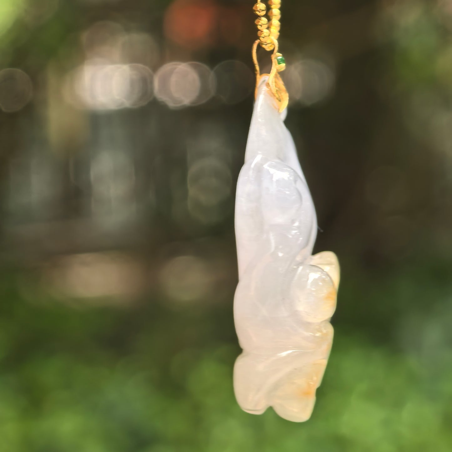 Natural Grade-A Icy Glutinous Lavender-White Nine-Tailed Fox Jadeite Pendant · Burmese Jade