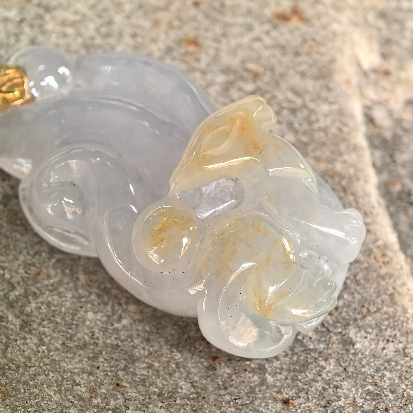 Natural Grade-A Icy Glutinous Lavender-White Nine-Tailed Fox Jadeite Pendant · Burmese Jade