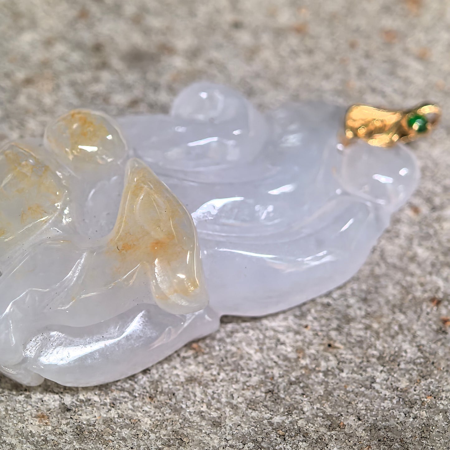 Natural Grade-A Icy Glutinous Lavender-White Nine-Tailed Fox Jadeite Pendant · Burmese Jade