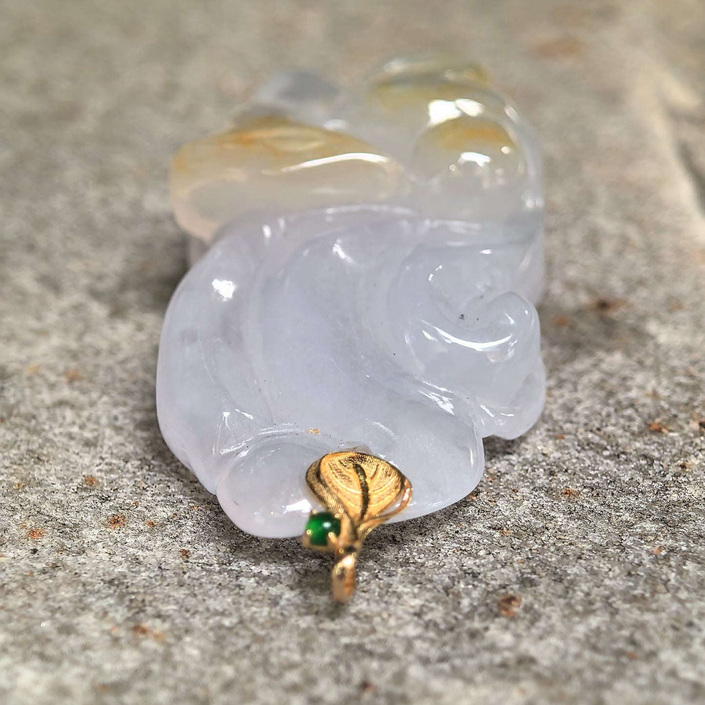 Natural Grade-A Icy Glutinous Lavender-White Nine-Tailed Fox Jadeite Pendant · Burmese Jade