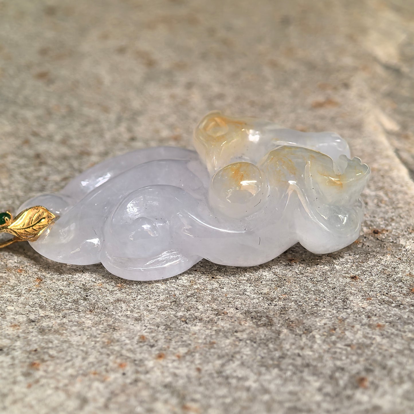 Natural Grade-A Icy Glutinous Lavender-White Nine-Tailed Fox Jadeite Pendant · Burmese Jade