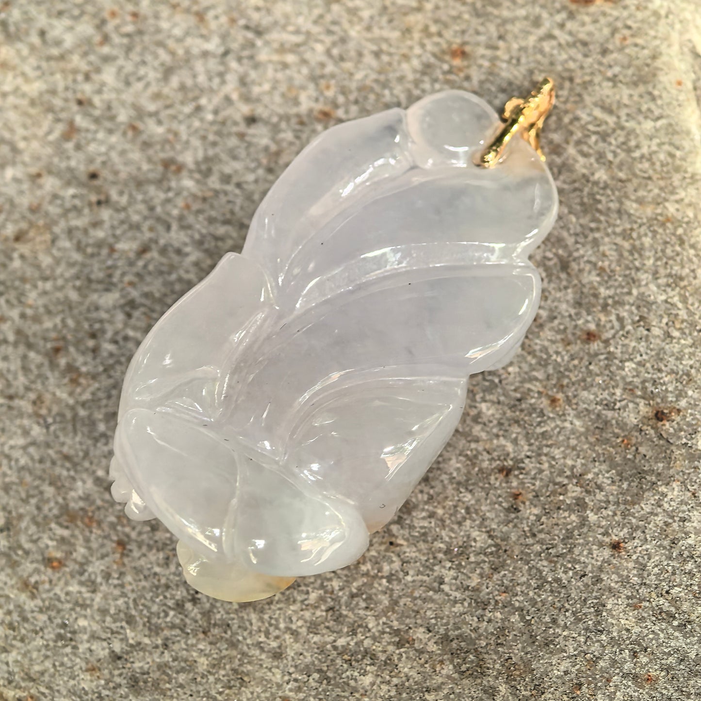 Natural Grade-A Icy Glutinous Lavender-White Nine-Tailed Fox Jadeite Pendant · Burmese Jade