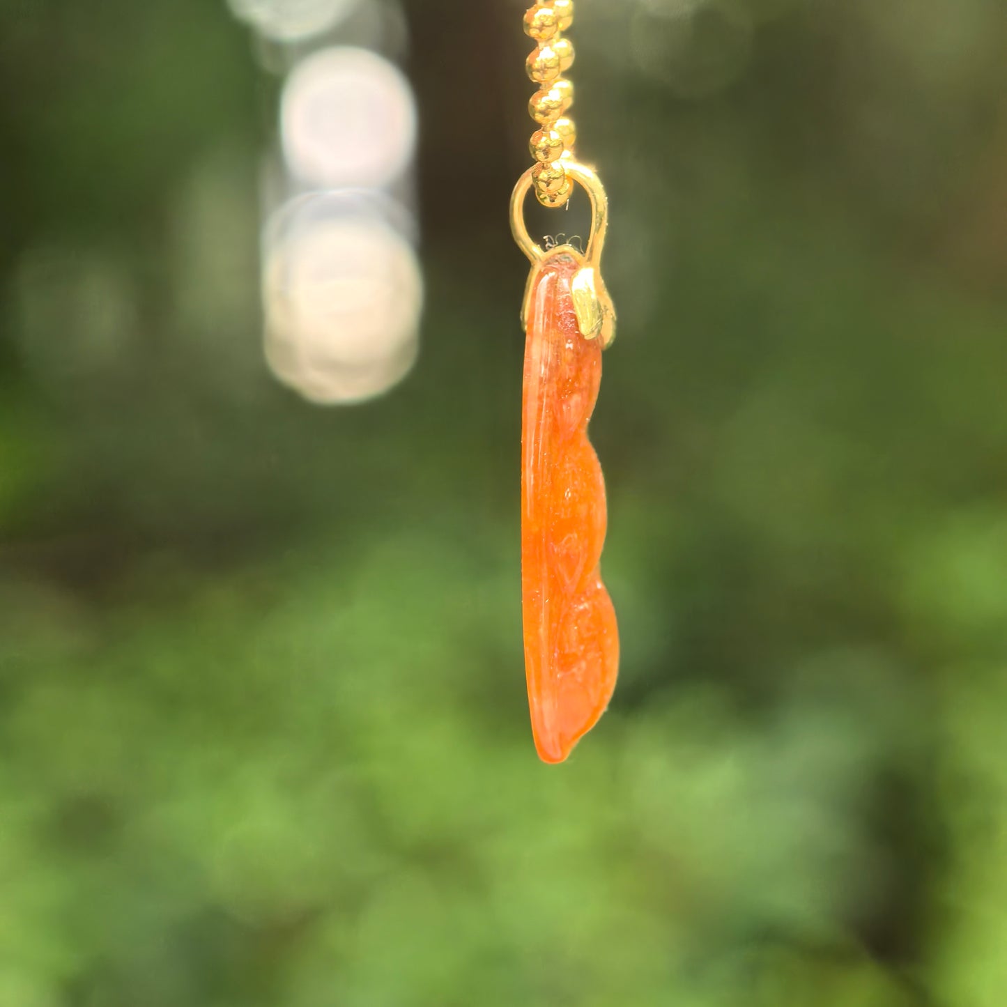 Natural Grade-A Icy Glutinous Orange-Red Bean Jadeite Pendant · Burmese Jade