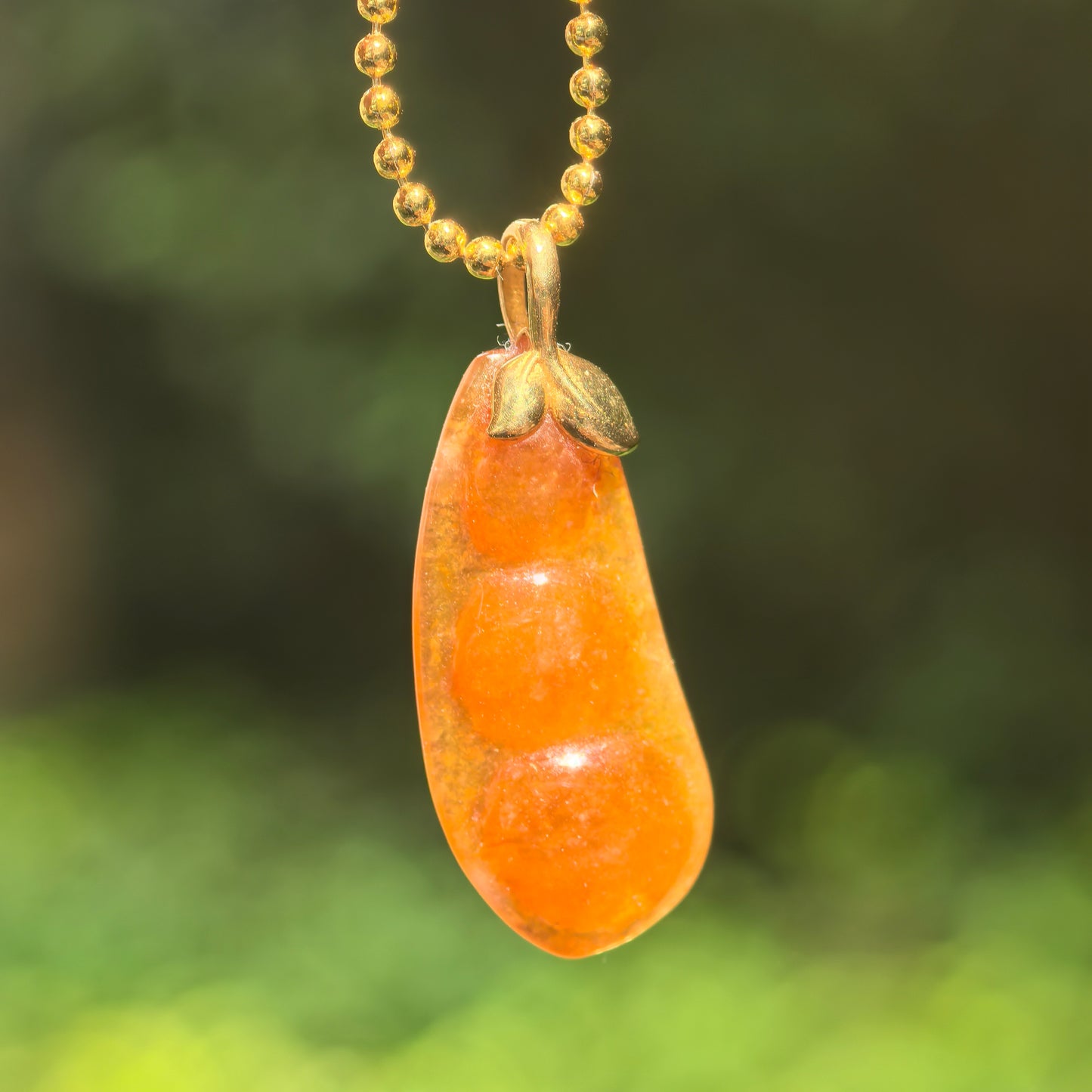 Natural Grade-A Icy Glutinous Orange-Red Bean Jadeite Pendant · Burmese Jade