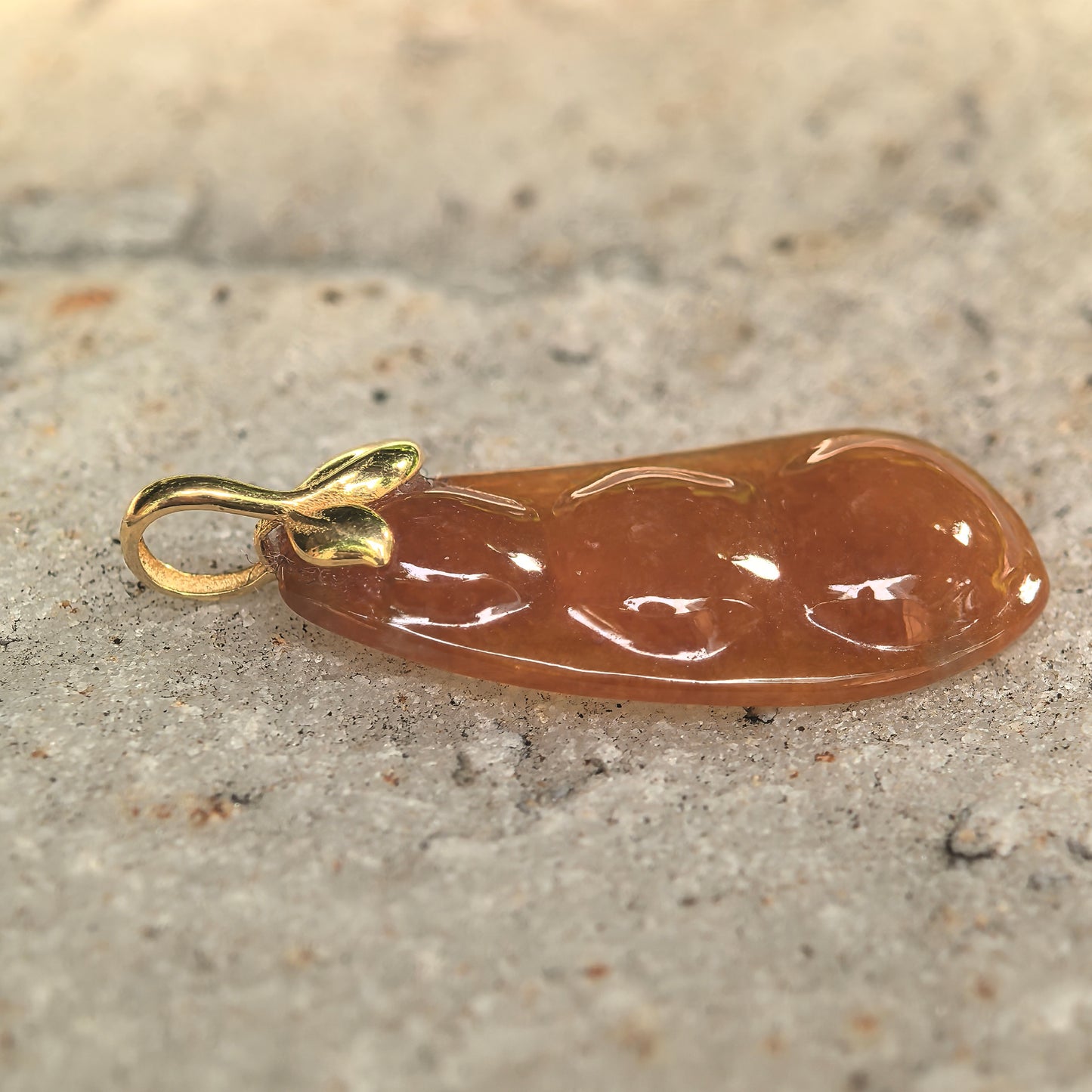 Natural Grade-A Icy Glutinous Orange-Red Bean Jadeite Pendant · Burmese Jade