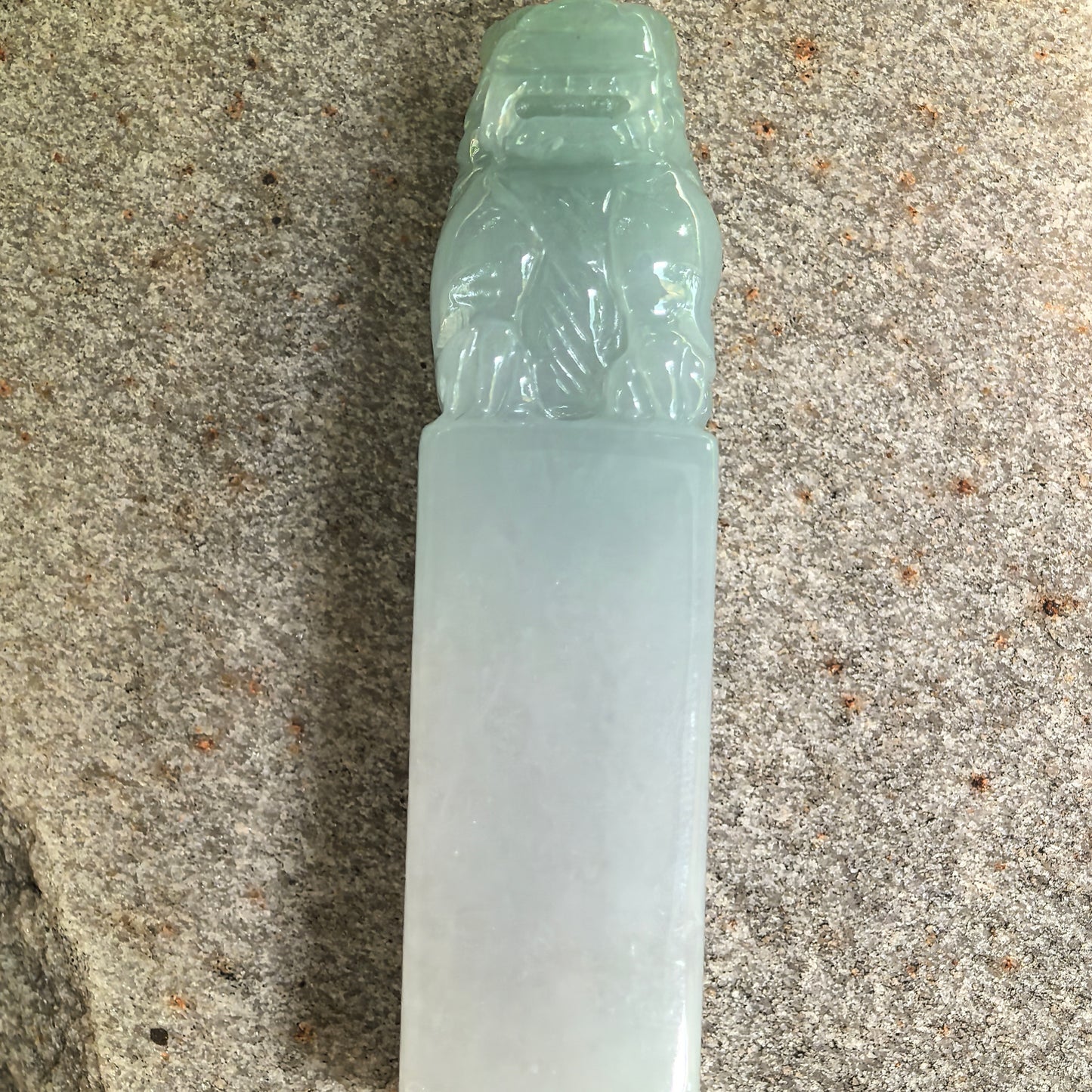 Natural Grade-A Icy Glutinous Light Green Lion Seal Jadeite Ornament · Burmese Jade