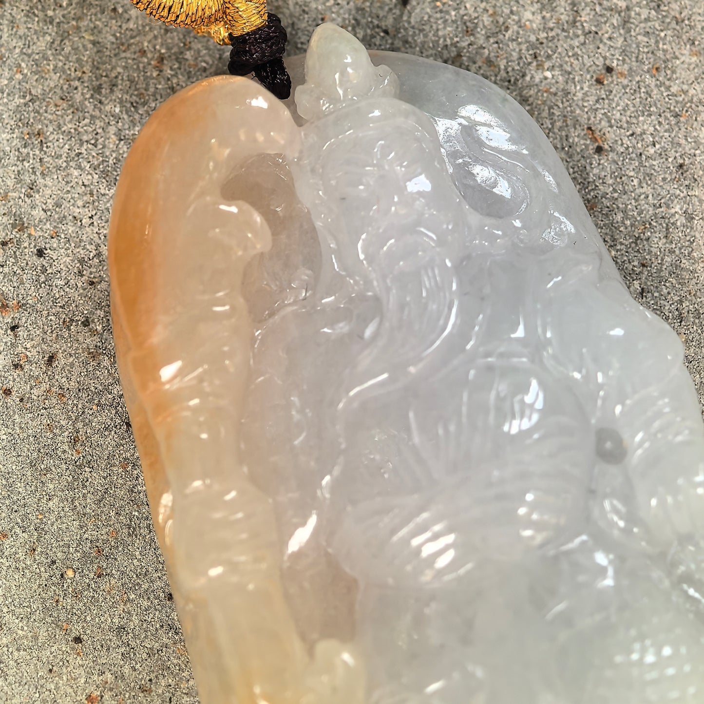 Natural Grade-A Glutinous White and Yellow Guan Gong Jadeite Pendant · Burmese Jade