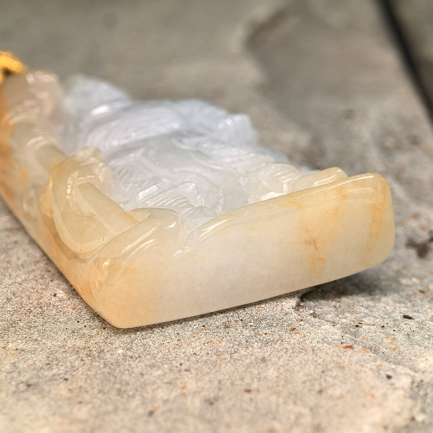 Natural Grade-A Glutinous White and Yellow Guan Gong Jadeite Pendant · Burmese Jade