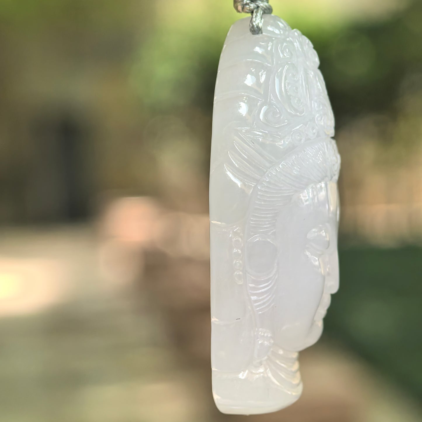 Natural Grade-A Glutinous Pale Lavender Buddha Head Jadeite Pendant · Burmese Jade