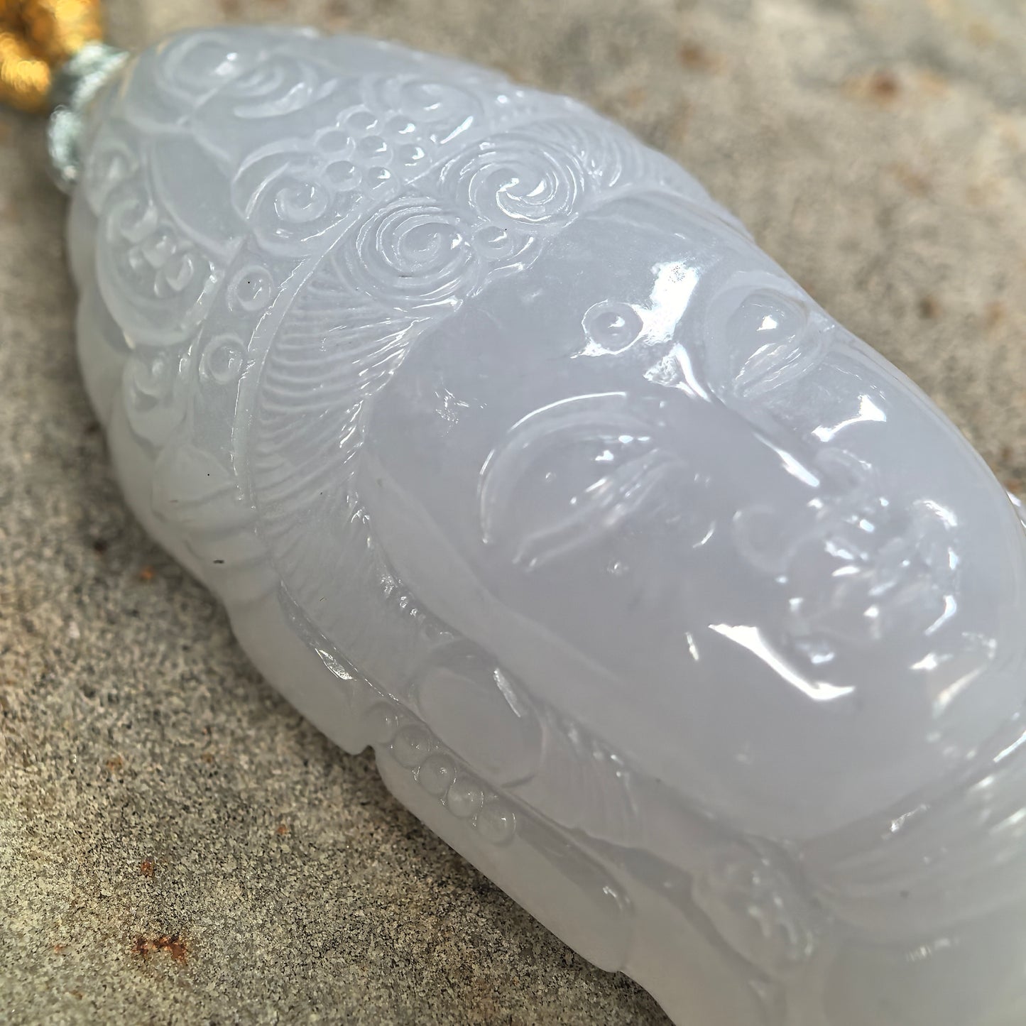 Natural Grade-A Glutinous Pale Lavender Buddha Head Jadeite Pendant · Burmese Jade