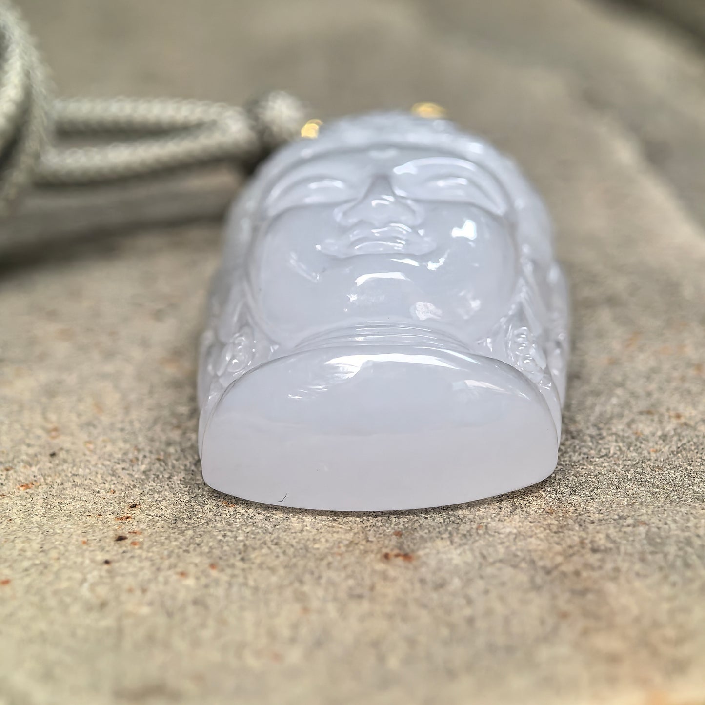 Natural Grade-A Glutinous Pale Lavender Buddha Head Jadeite Pendant · Burmese Jade