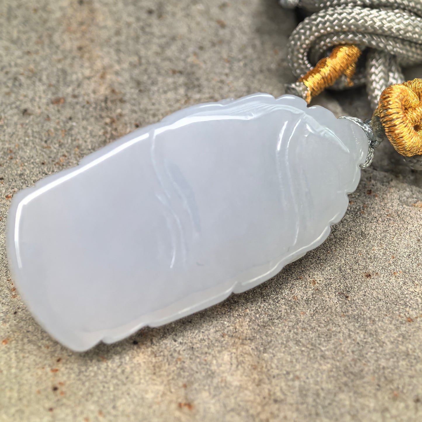 Natural Grade-A Glutinous Pale Lavender Buddha Head Jadeite Pendant · Burmese Jade