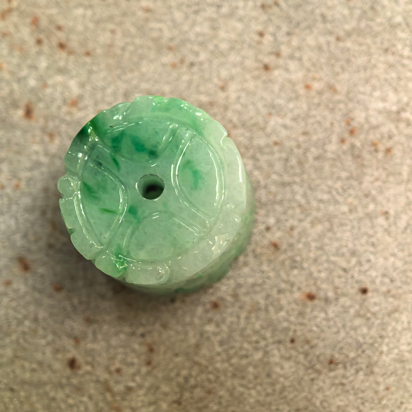 Natural Grade-A Glutinous Green-White Carved Barrel Bead Jadeite Pendant · Burmese Jade