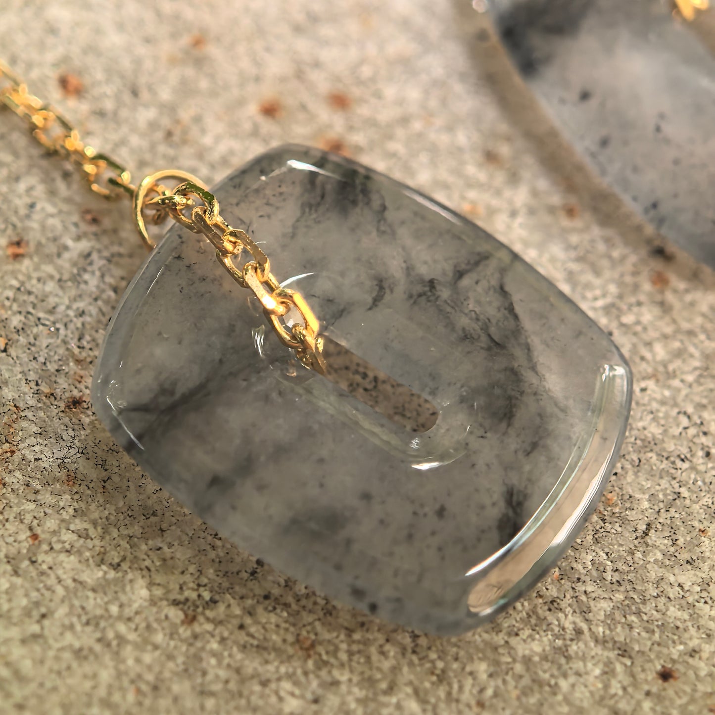 Natural Grade-A Icy Black-Gray Jadeite 18K Gold Thread Earrings · Burmese Jade