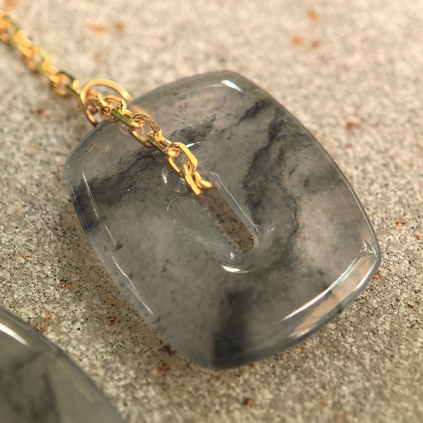 Natural Grade-A Icy Black-Gray Jadeite 18K Gold Thread Earrings · Burmese Jade