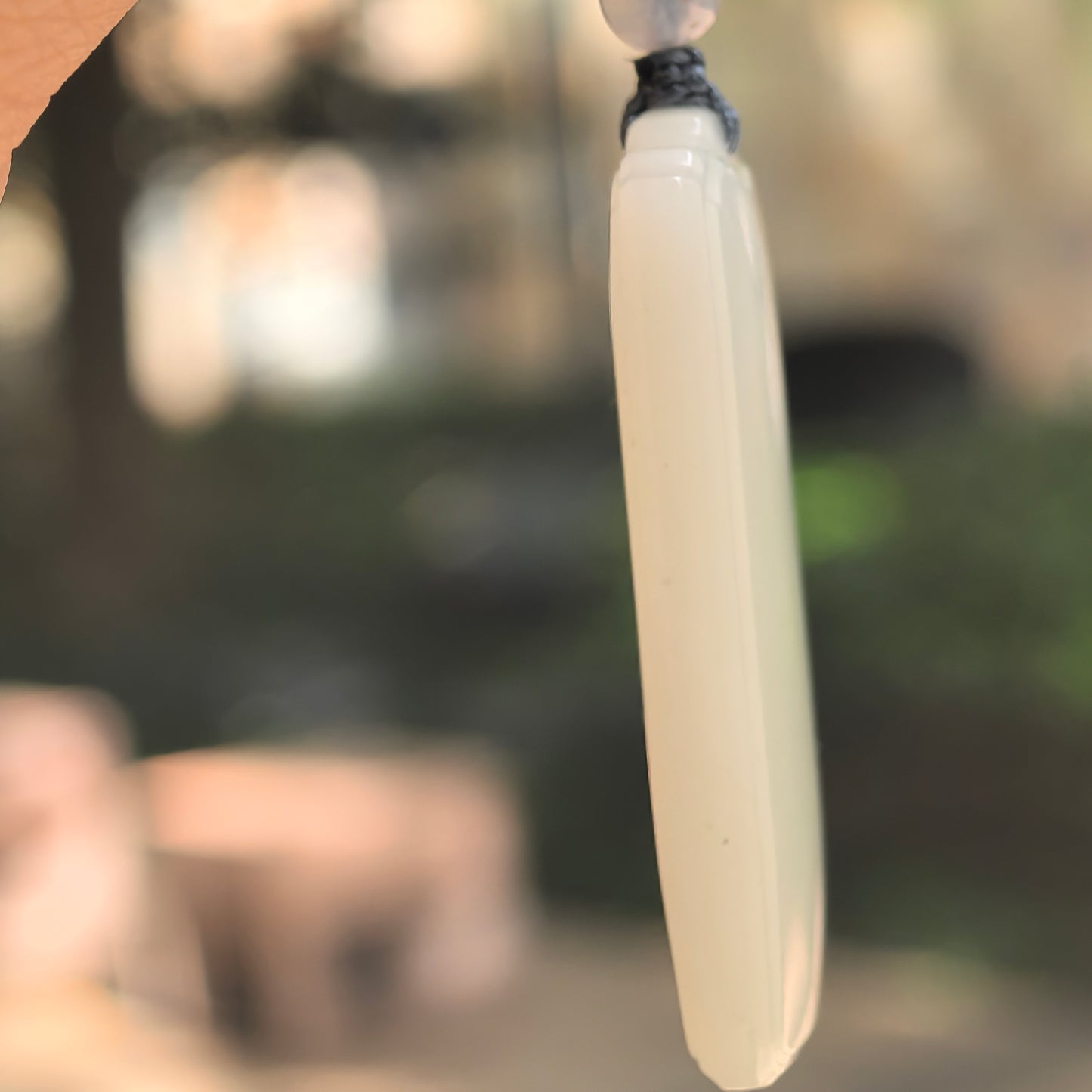 Natural Nephrite White Plain Plaque Pendant · Hetian Jade