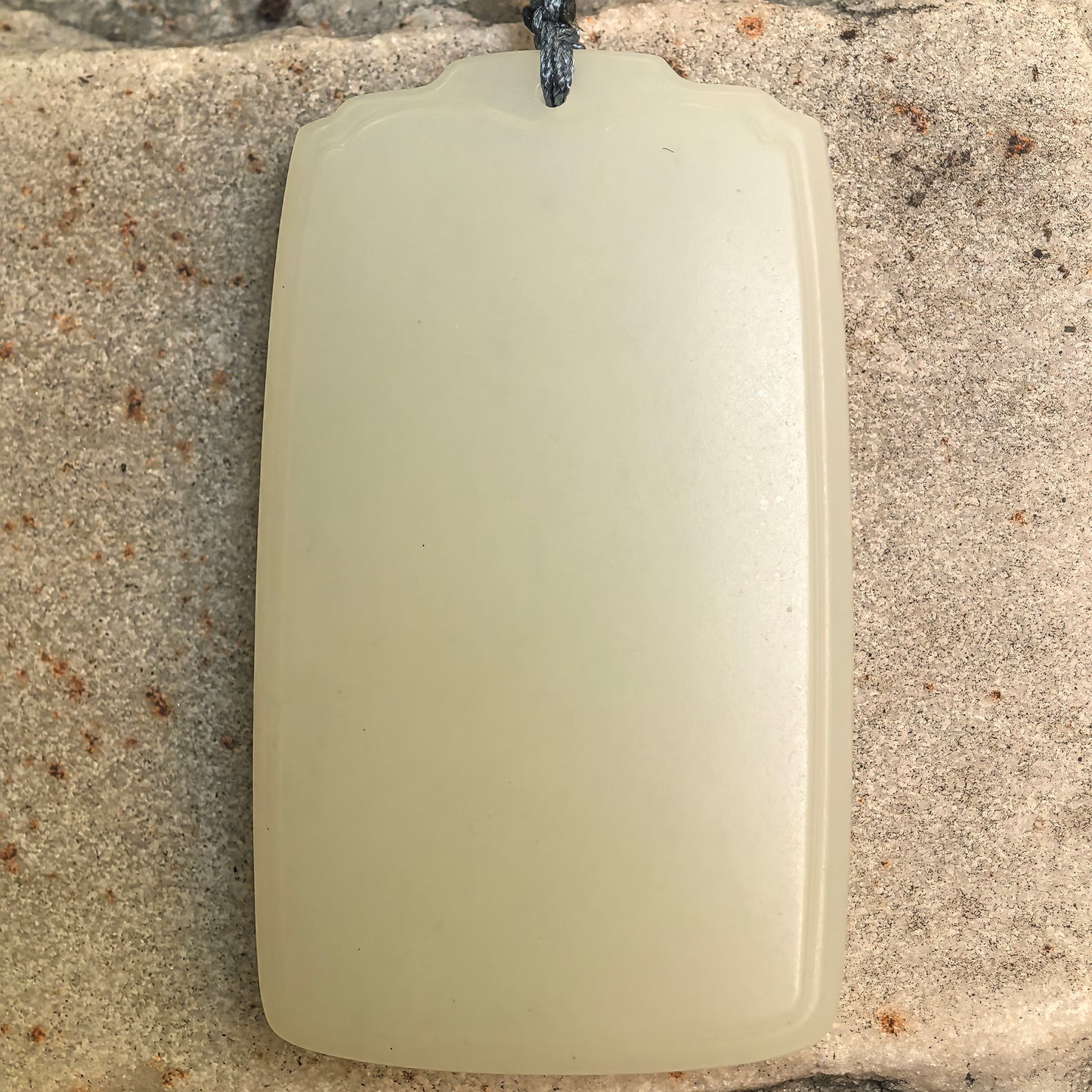 Natural Nephrite White Plain Plaque Pendant · Hetian Jade
