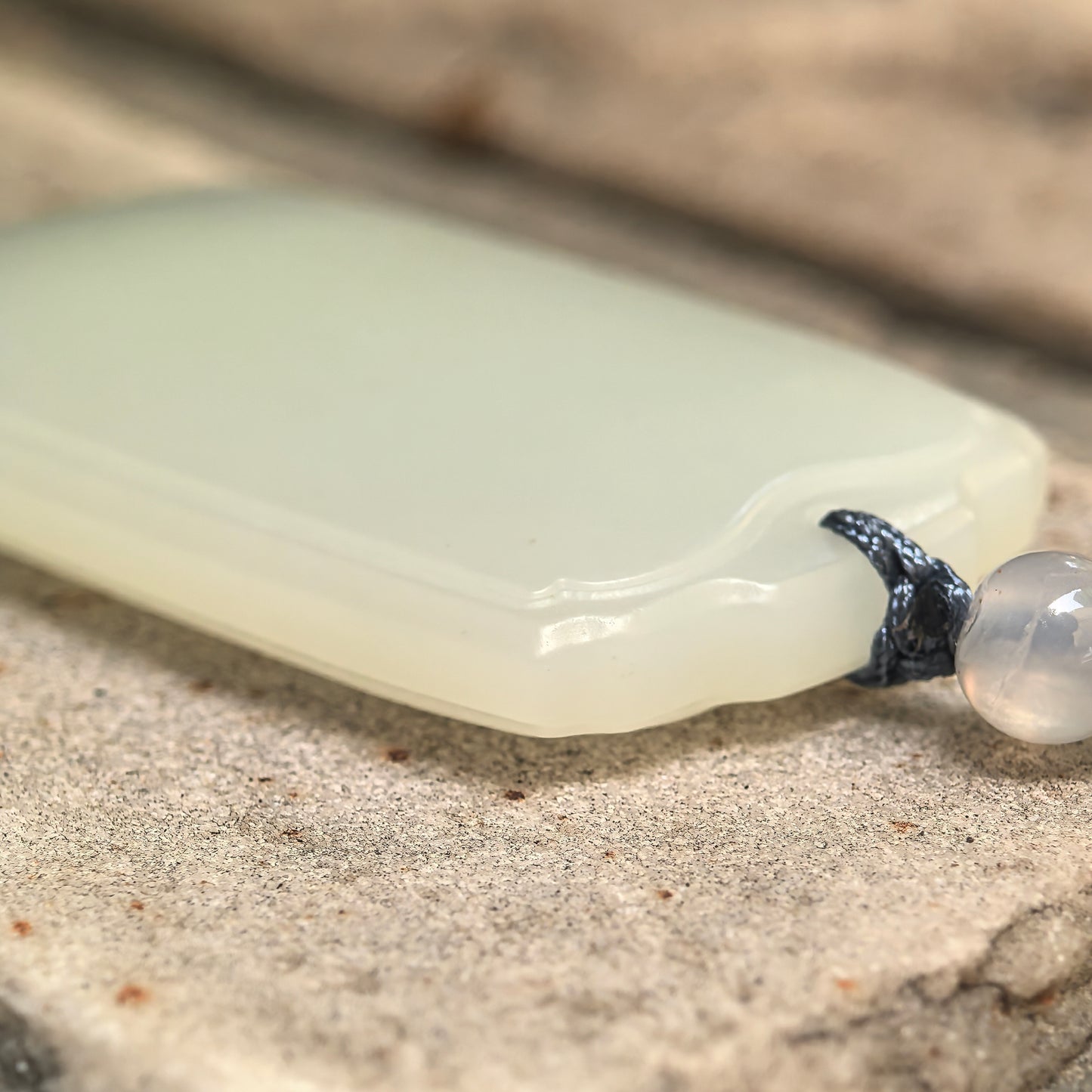 Natural Nephrite White Plain Plaque Pendant · Hetian Jade