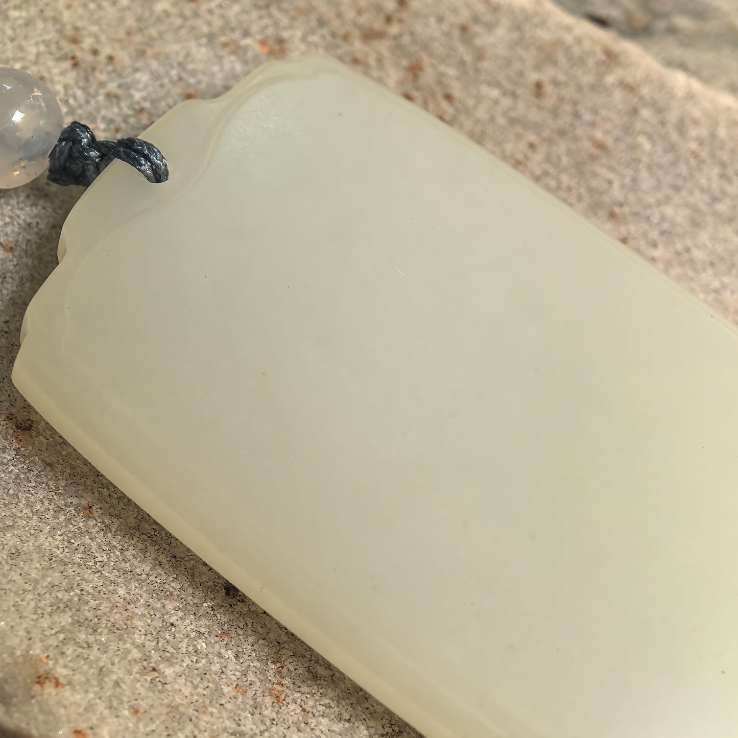 Natural Nephrite White Plain Plaque Pendant · Hetian Jade