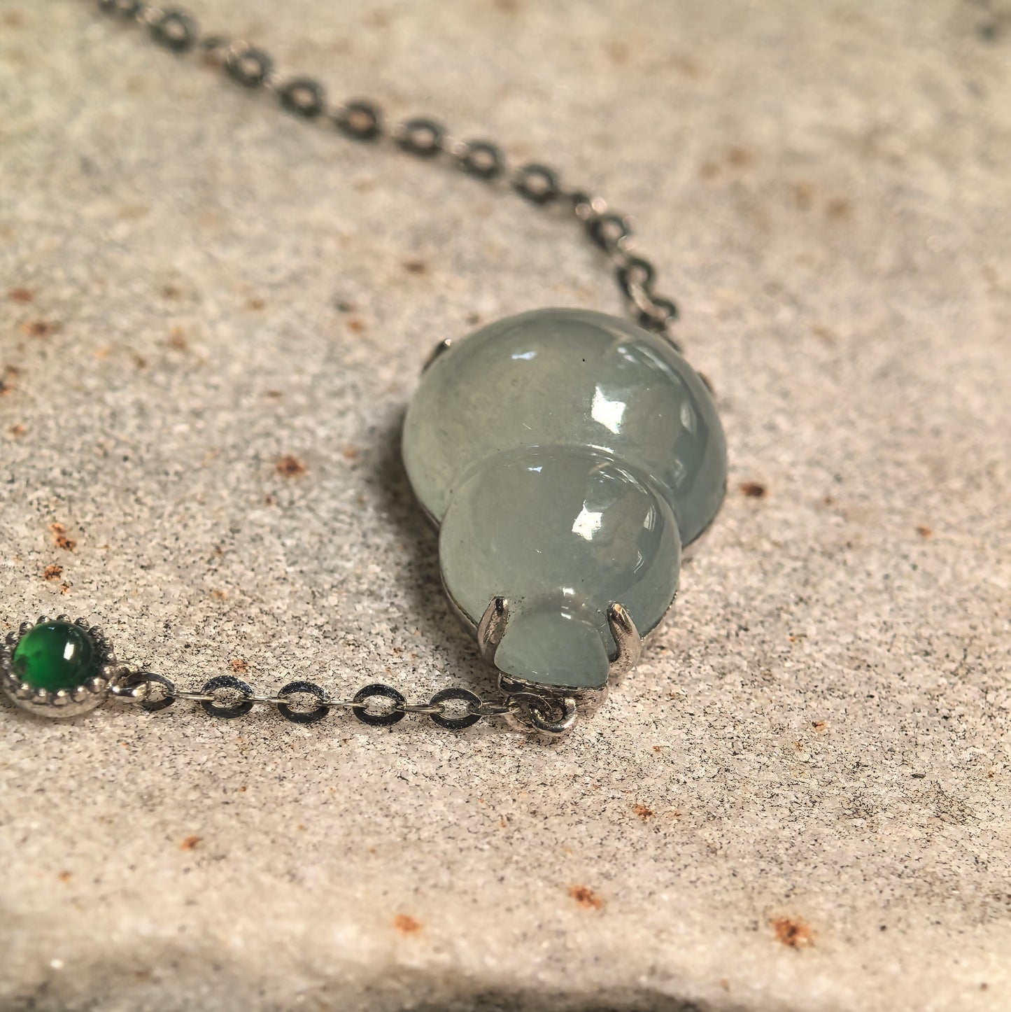Natural Grade-A Icy Light Green Gourd Jadeite 18K Gold Bracelet · Burmese Jade