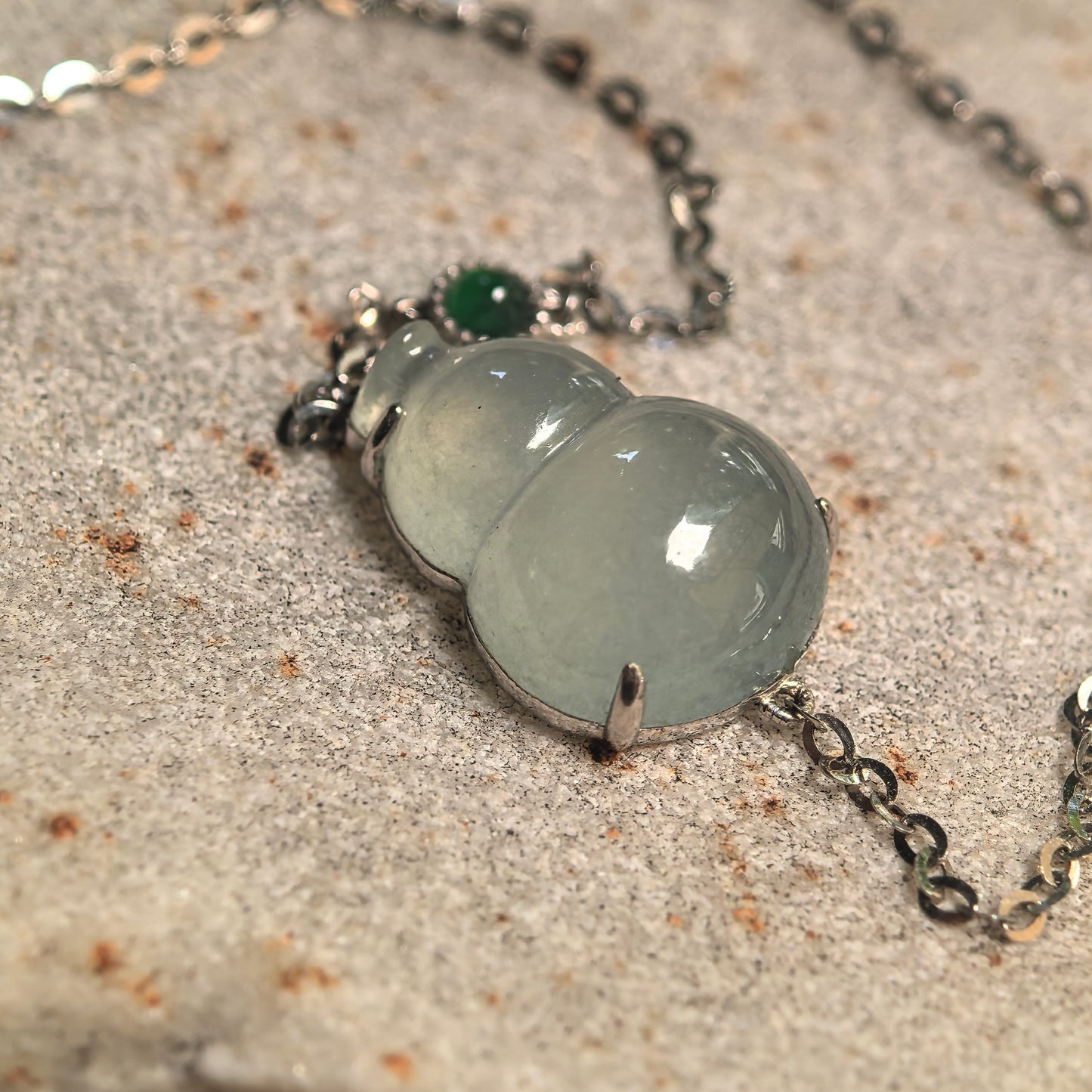 Natural Grade-A Icy Light Green Gourd Jadeite 18K Gold Bracelet · Burmese Jade