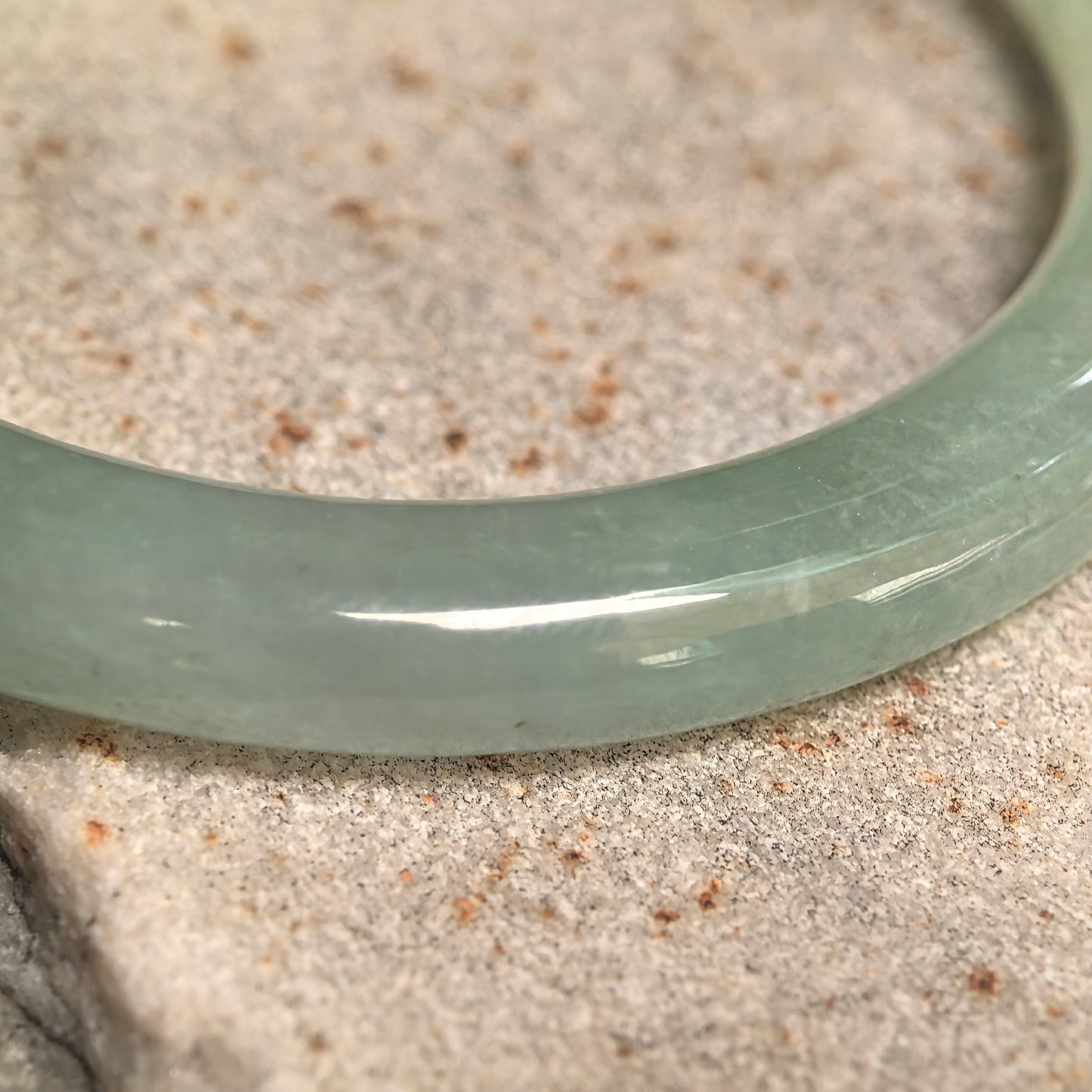 Natural Grade-A Icy Glutinous Light Green Child Jadeite Bangle · Burmese Jade
