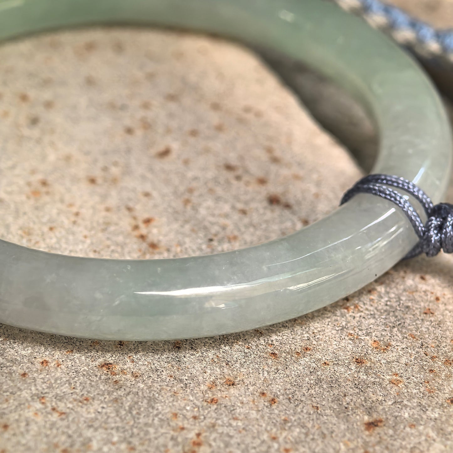 Natural Grade-A Icy Glutinous Light Green Child Jadeite Bangle · Burmese Jade