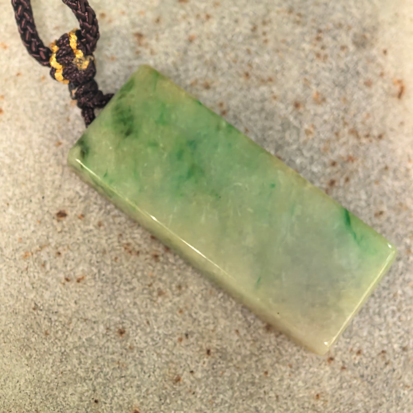 Natural Grade-A Glutinous Yellow-Green Archaic Mask Plain Plaque Jadeite Pendant · Burmese Jade