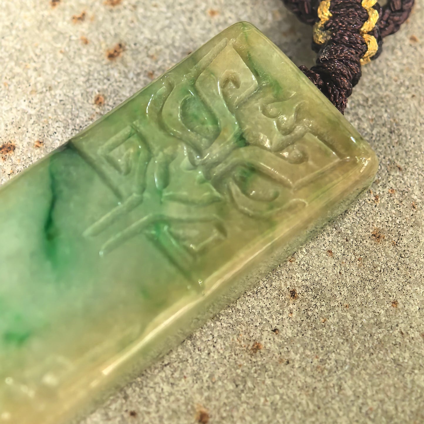 Natural Grade-A Glutinous Yellow-Green Archaic Mask Plain Plaque Jadeite Pendant · Burmese Jade