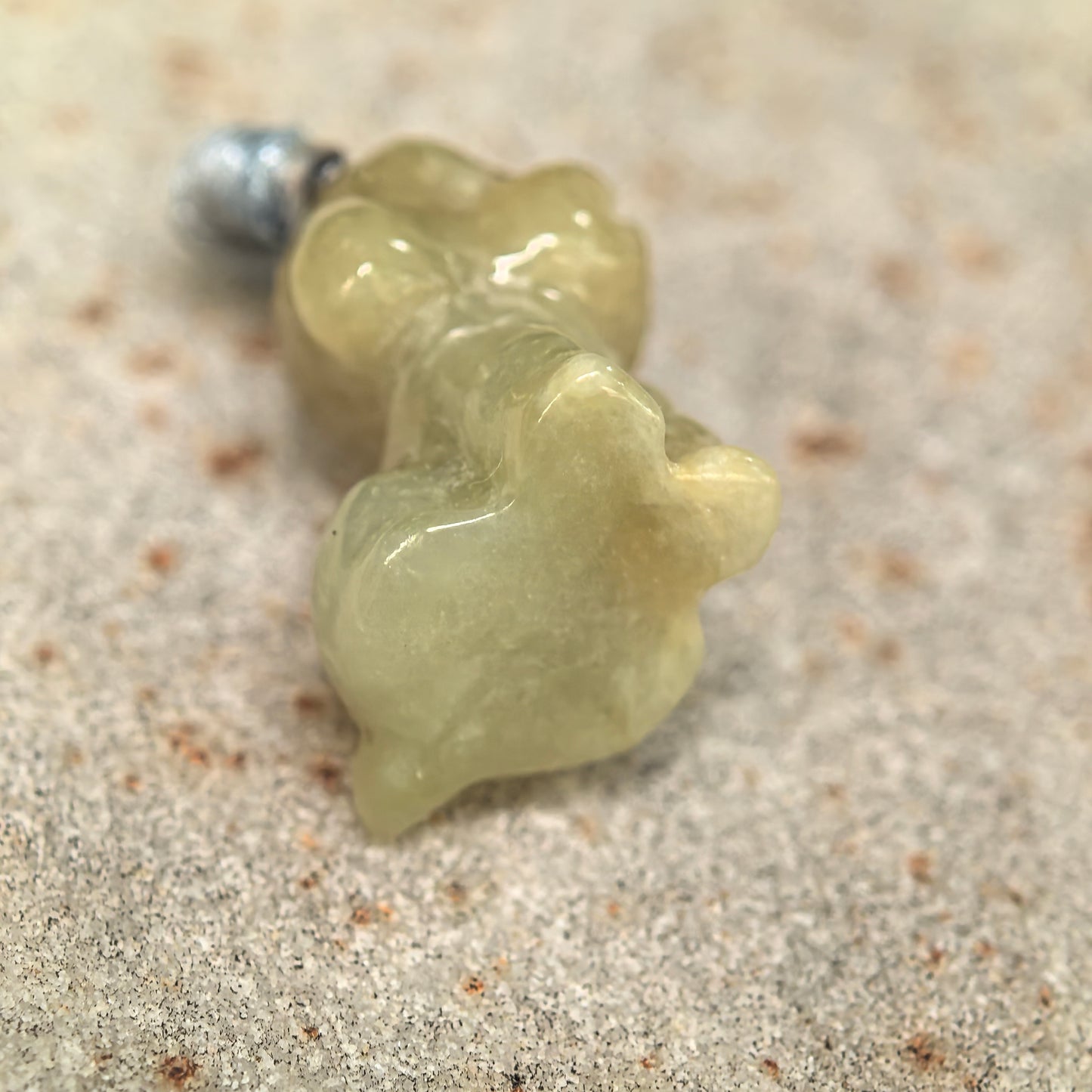 Natural Grade-A Glutinous Light Yellow Puppy Jadeite Charm · Burmese Jade