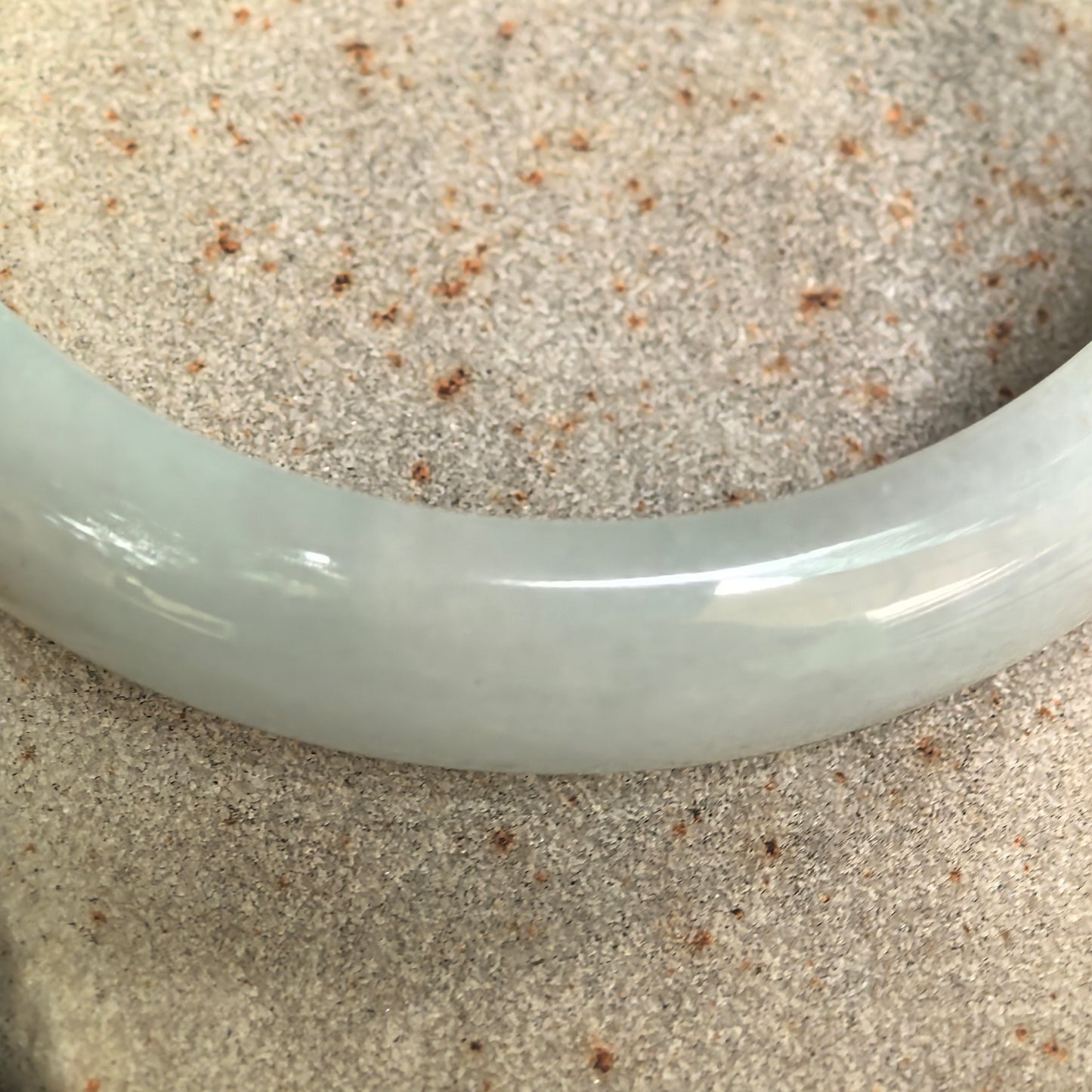 Natural Grade-A Glutinous Green-White D-Shape Jadeite Bangle · Burmese Jade 54mm