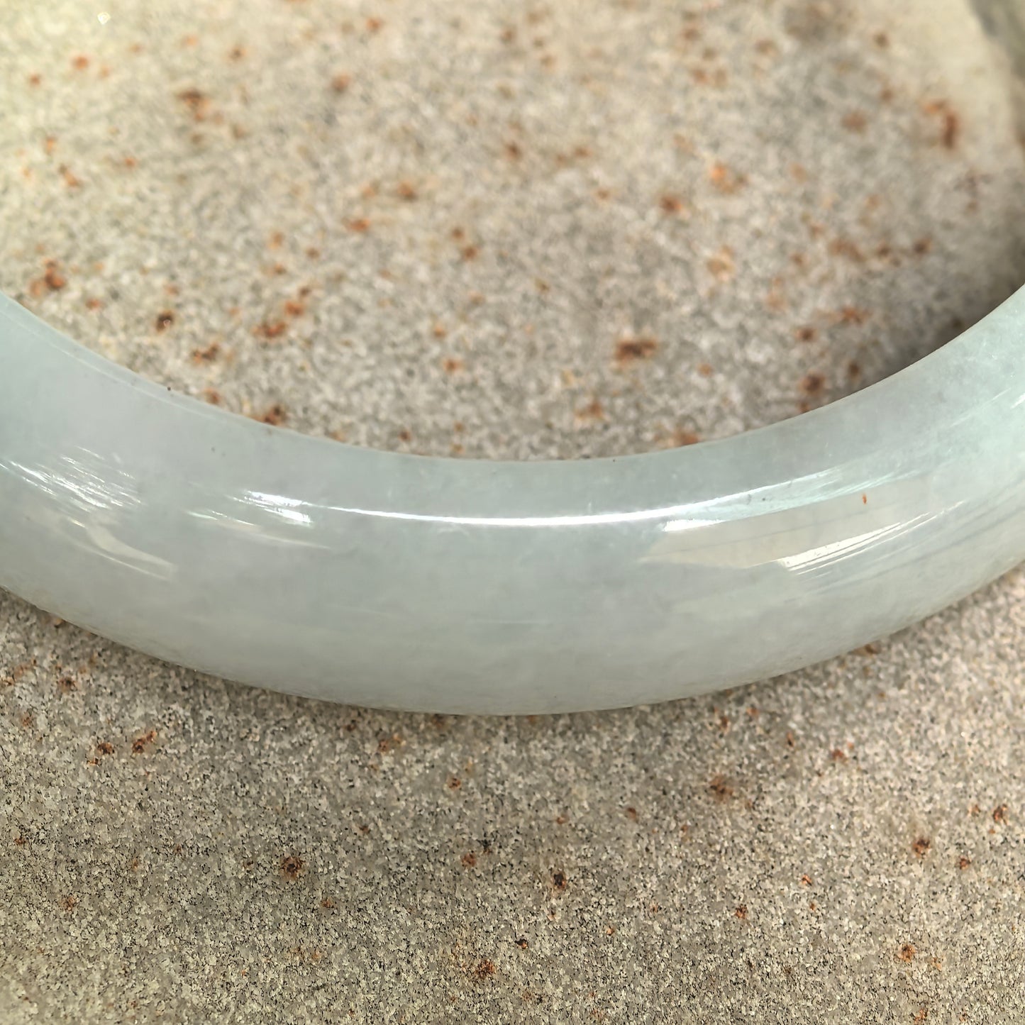 Natural Grade-A Glutinous Green-White D-Shape Jadeite Bangle · Burmese Jade 54mm