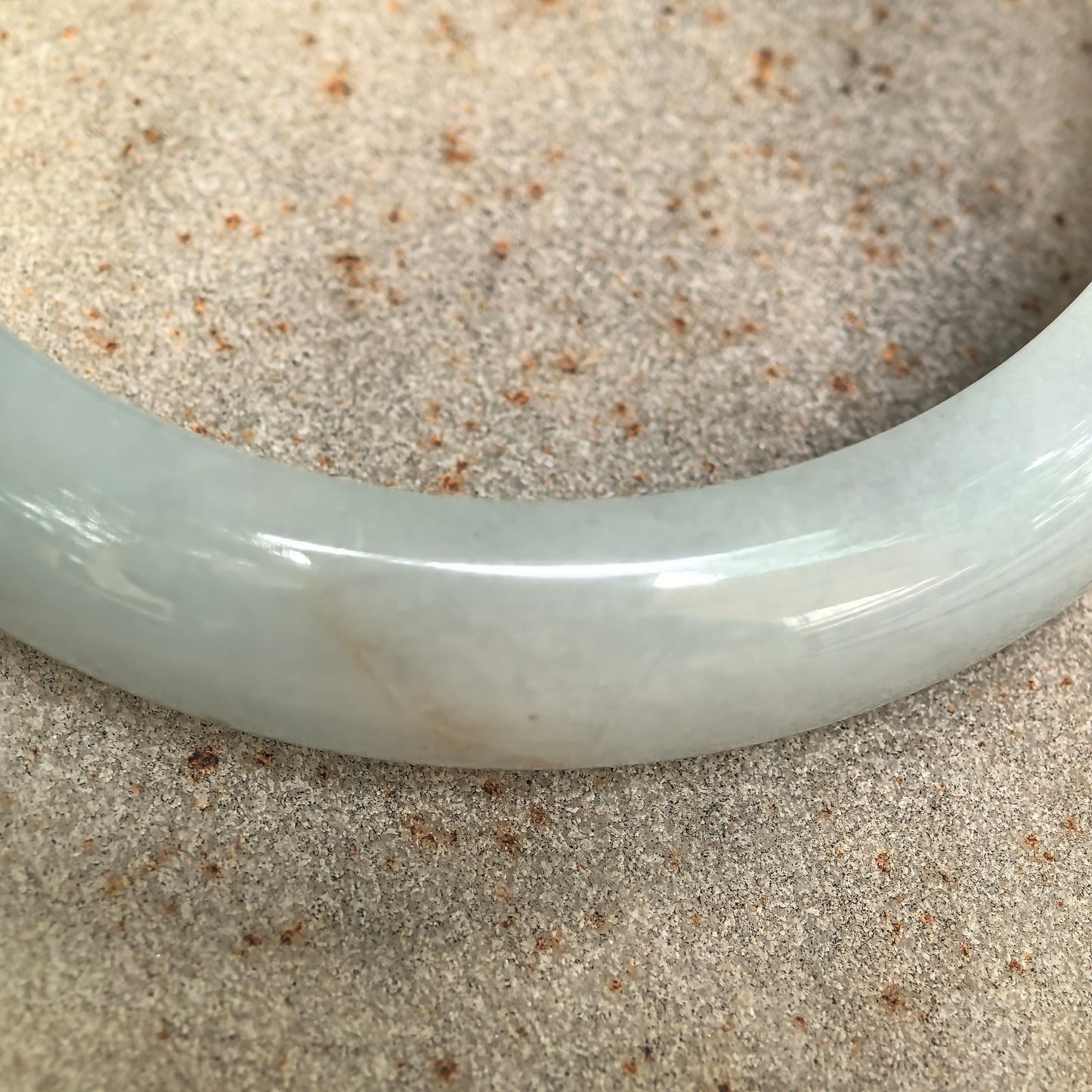 Natural Grade-A Glutinous Green-White D-Shape Jadeite Bangle · Burmese Jade 54mm