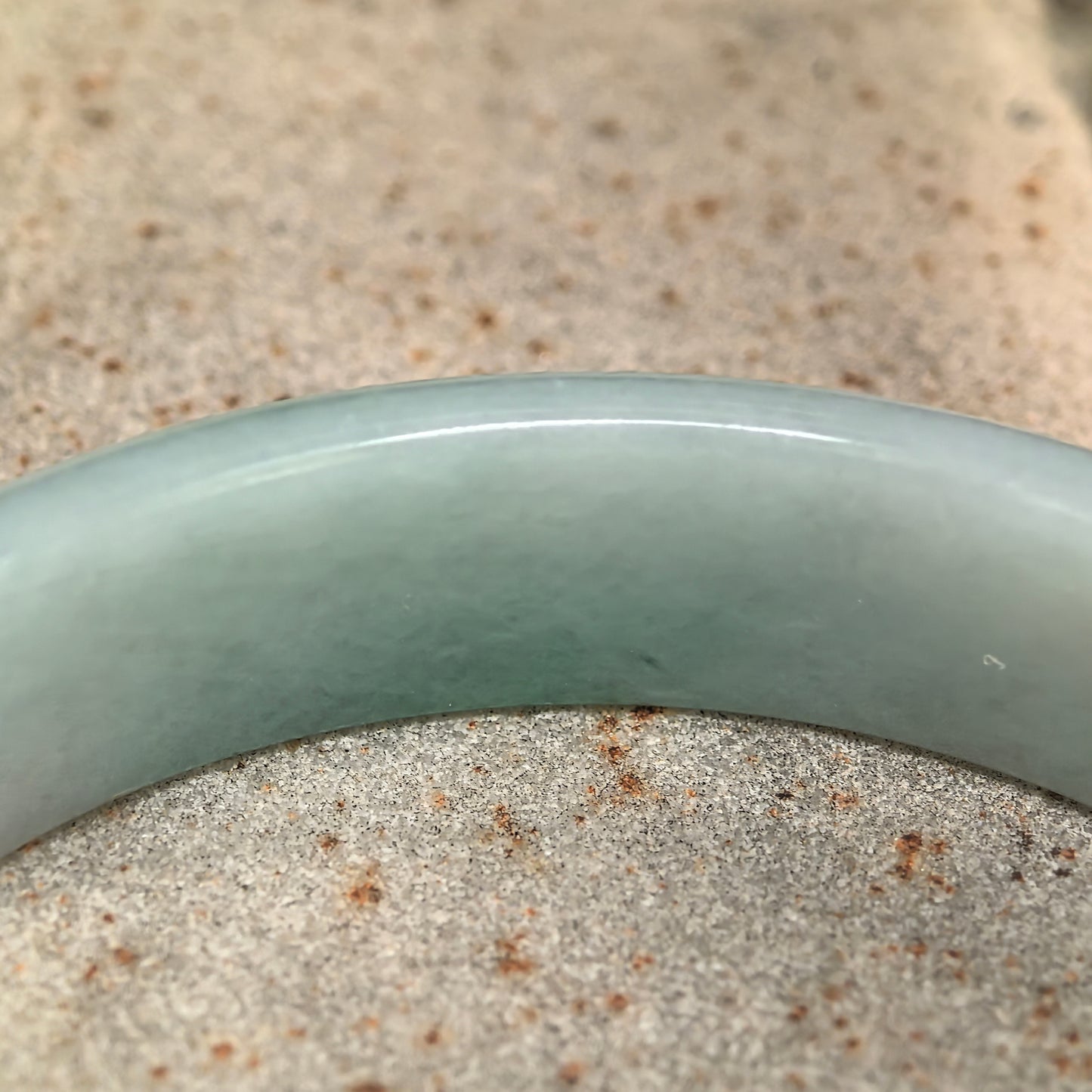 Natural Grade-A Glutinous Green-White D-Shape Jadeite Bangle · Burmese Jade 54mm