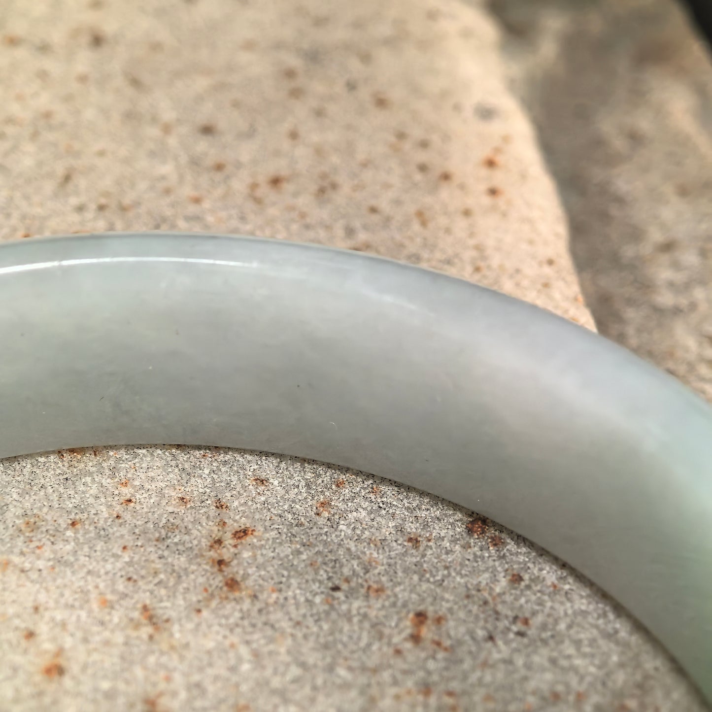 Natural Grade-A Glutinous Green-White D-Shape Jadeite Bangle · Burmese Jade 54mm
