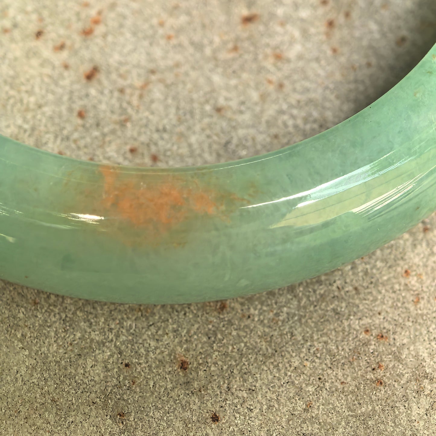 Natural Grade-A Glutinous Green Golden-Flecked D-Shape Jadeite Bangle · Burmese Jade 55mm