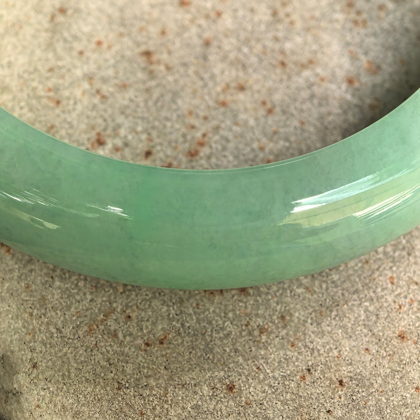 Natural Grade-A Glutinous Green Golden-Flecked D-Shape Jadeite Bangle · Burmese Jade 55mm