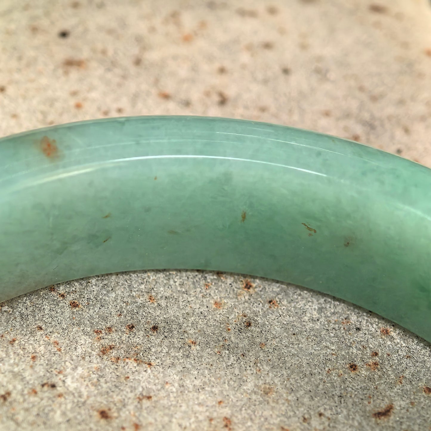 Natural Grade-A Glutinous Green Golden-Flecked D-Shape Jadeite Bangle · Burmese Jade 55mm