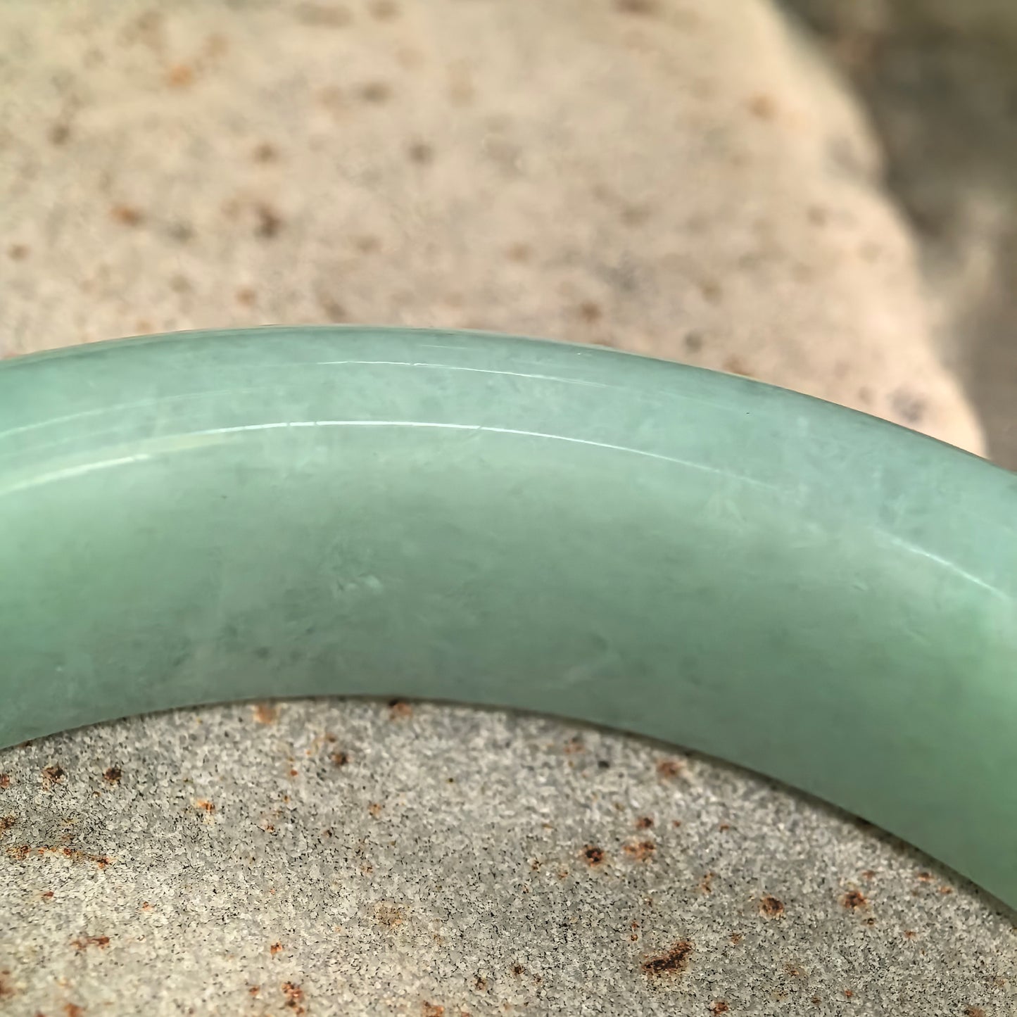 Natural Grade-A Glutinous Green Golden-Flecked D-Shape Jadeite Bangle · Burmese Jade 55mm